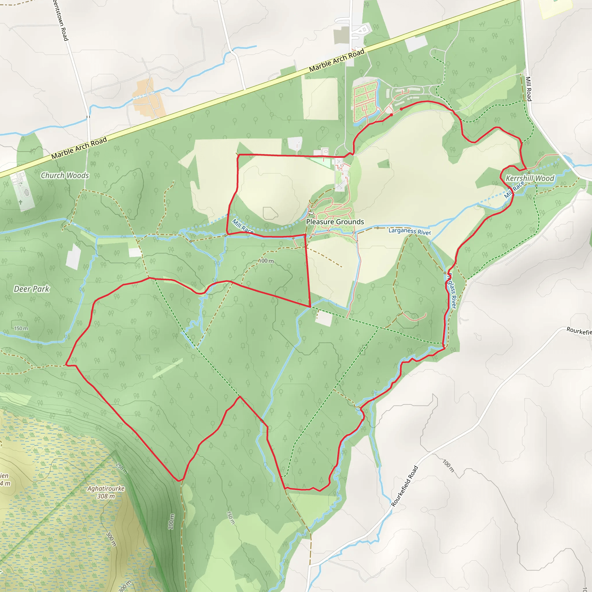 Florence Court Forest Park – Red Trail mobile static map