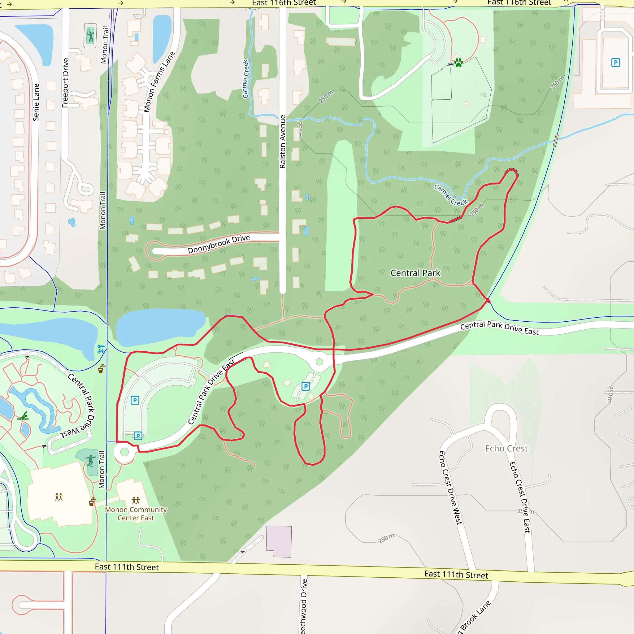 Central Park East Shelters Loop mobile static map