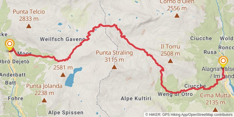 Tour Monte Rosa stage 4 Map