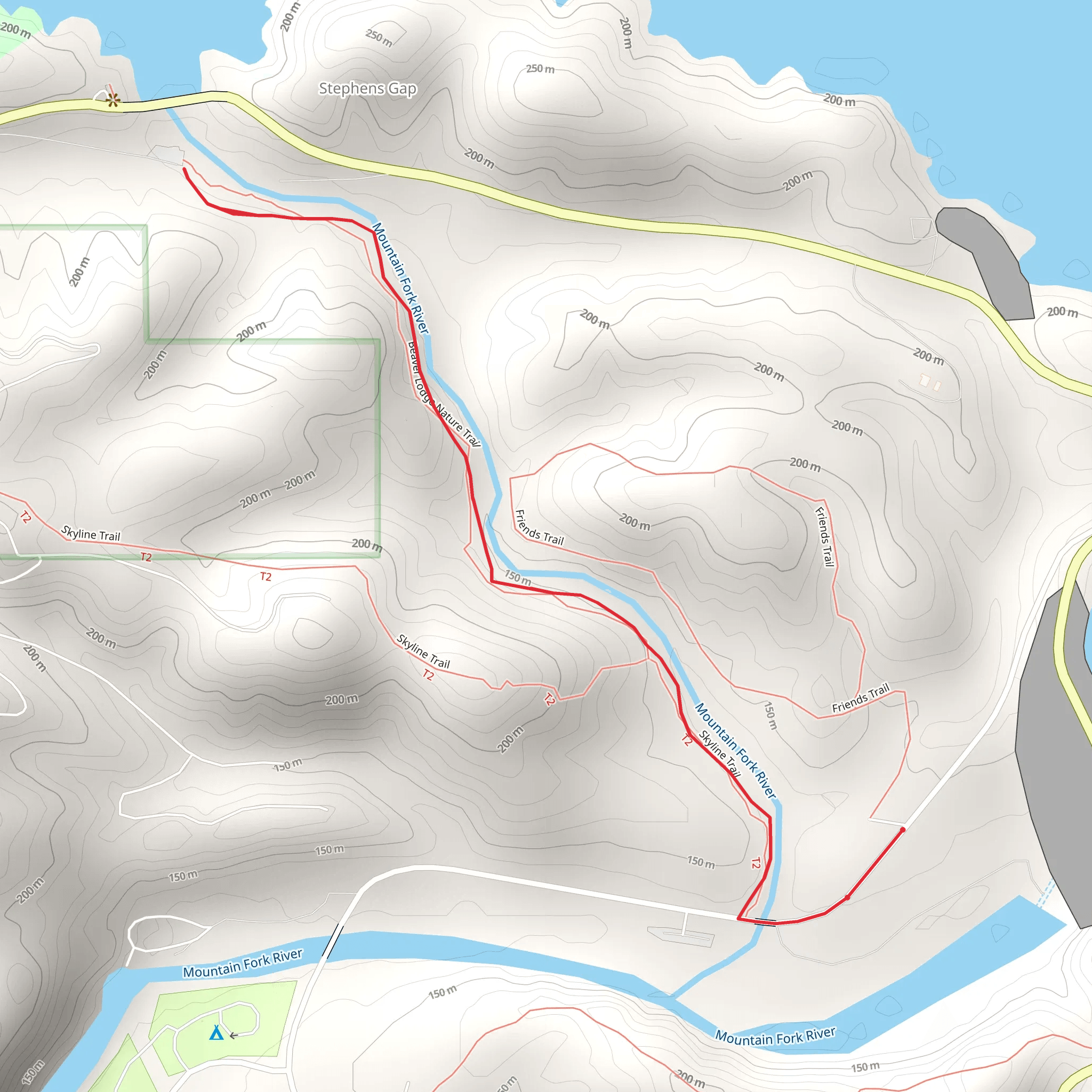 Walk along Mountain Fork River mobile static map