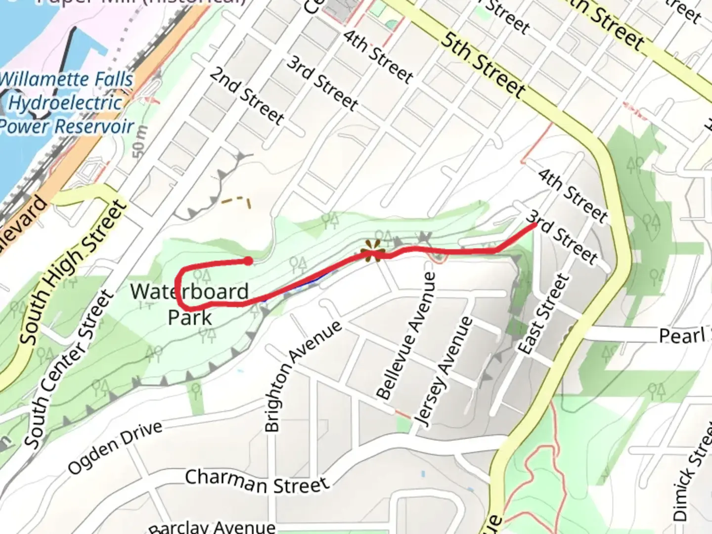 An image depicting the trail Waterboard Park Road and its surrounding area.