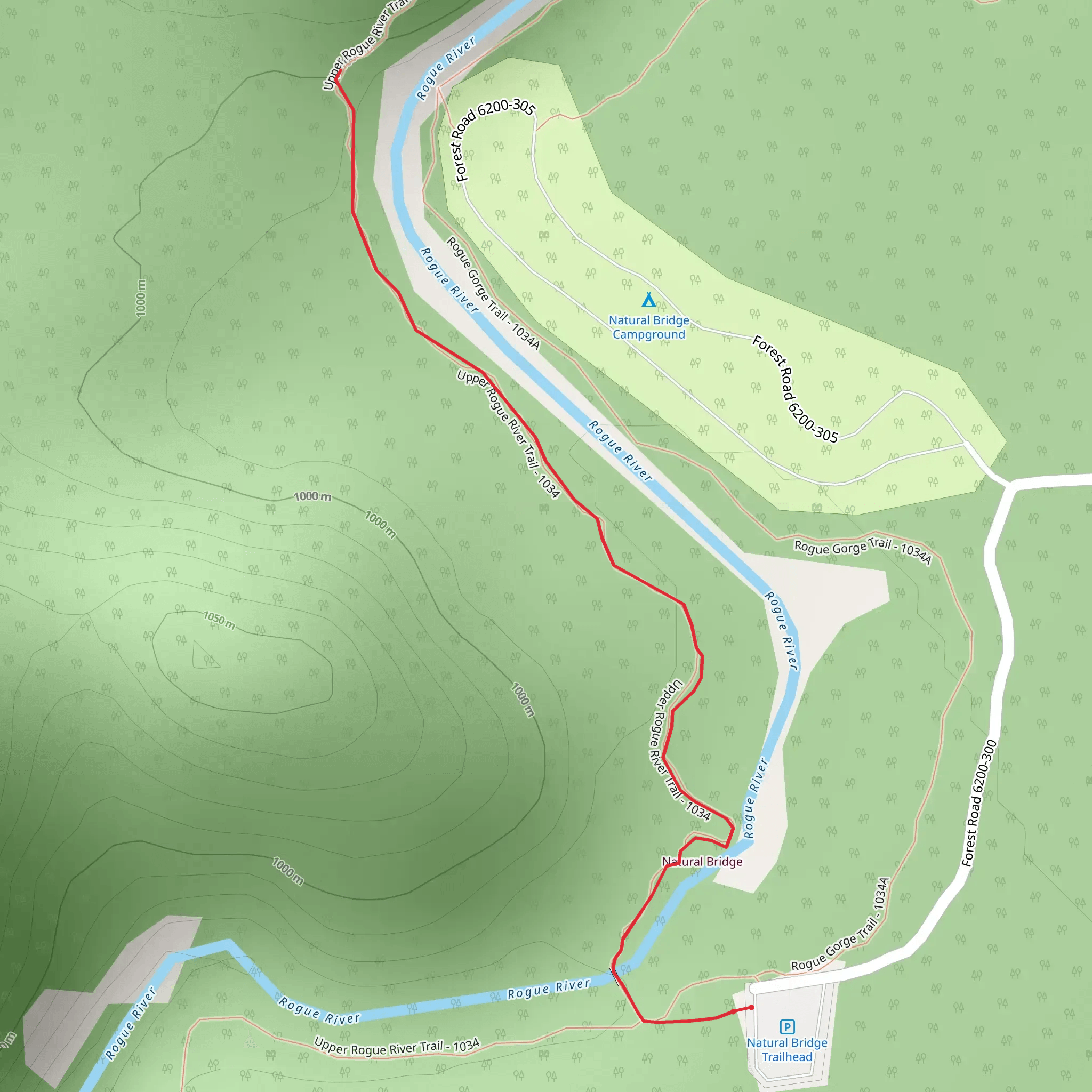 Rogue River Natural Bridge Trail mobile static map