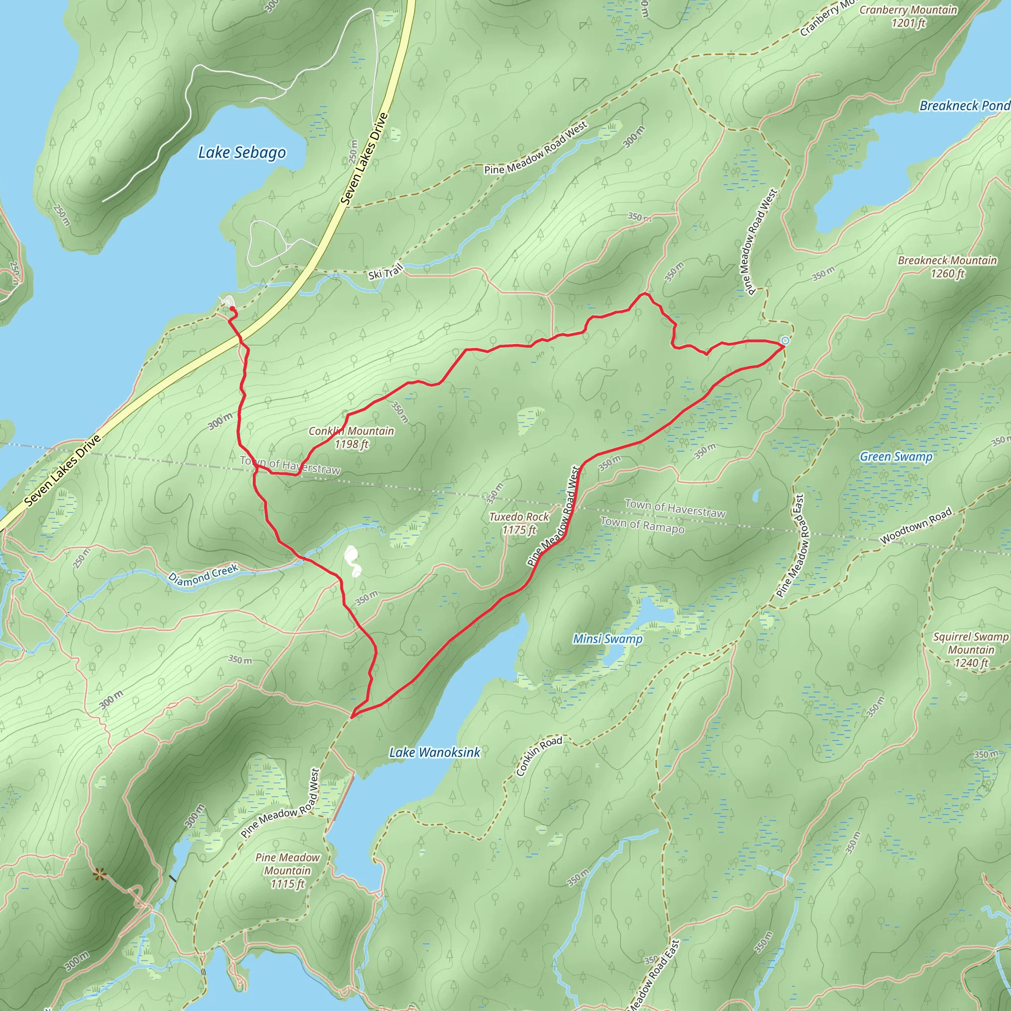 Conklin Mountain and Tuxedo Rock Loop Trail mobile static map