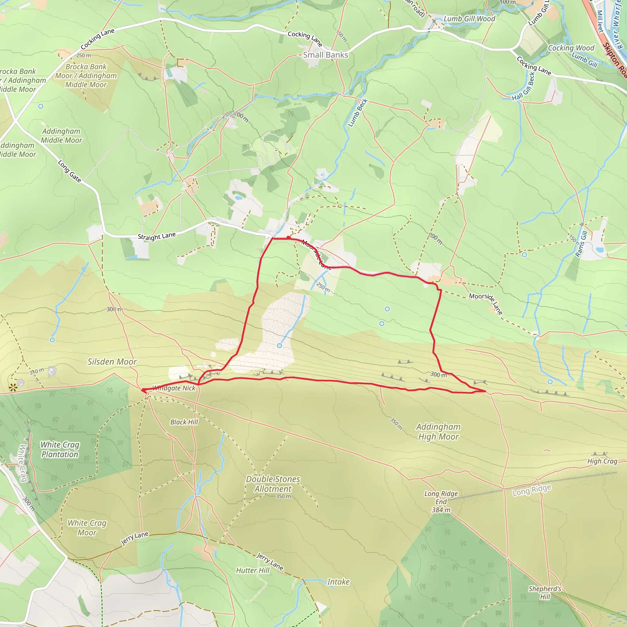 Windgate Nick and Addingham Moorside mobile static map