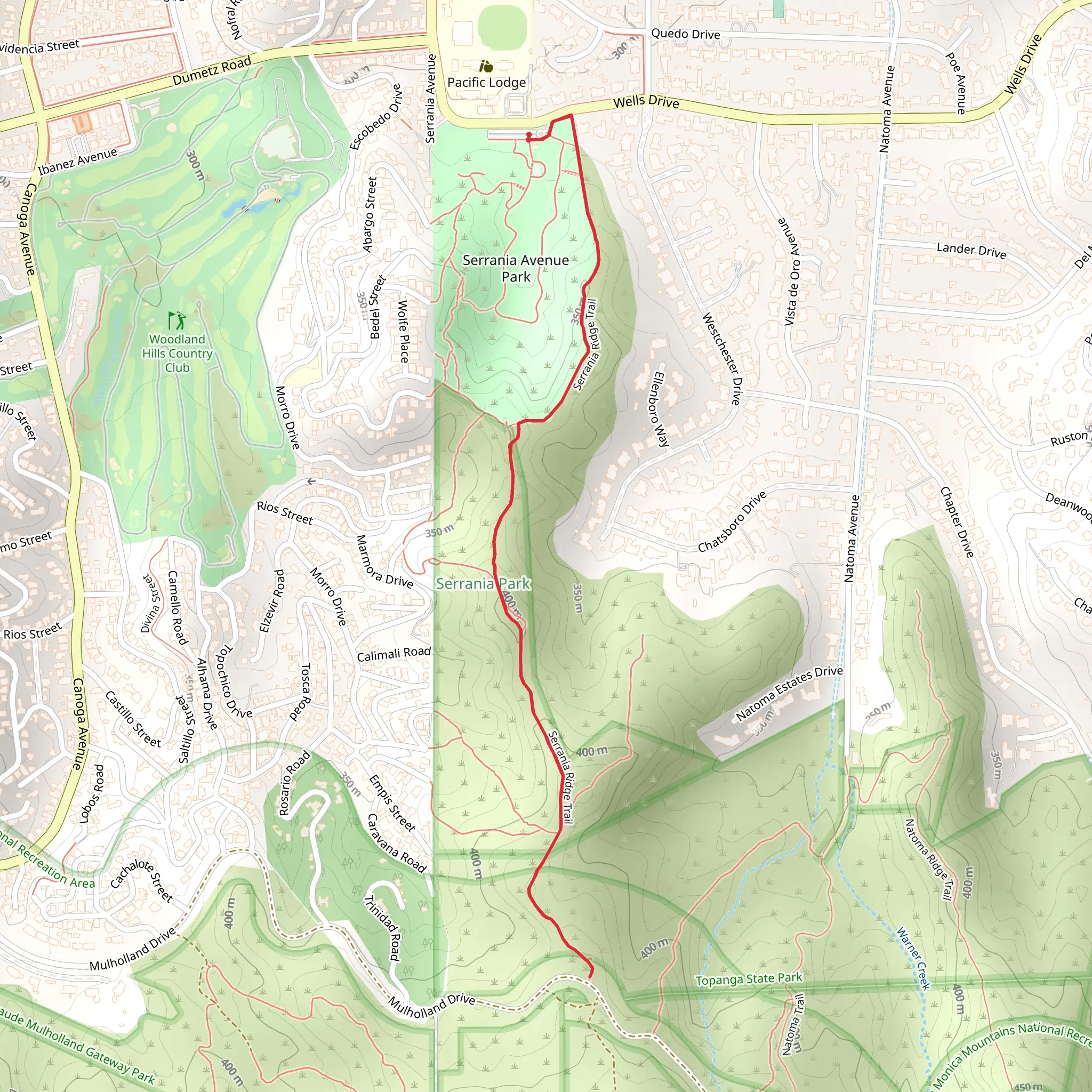 Serrania Ridge Trail mobile static map