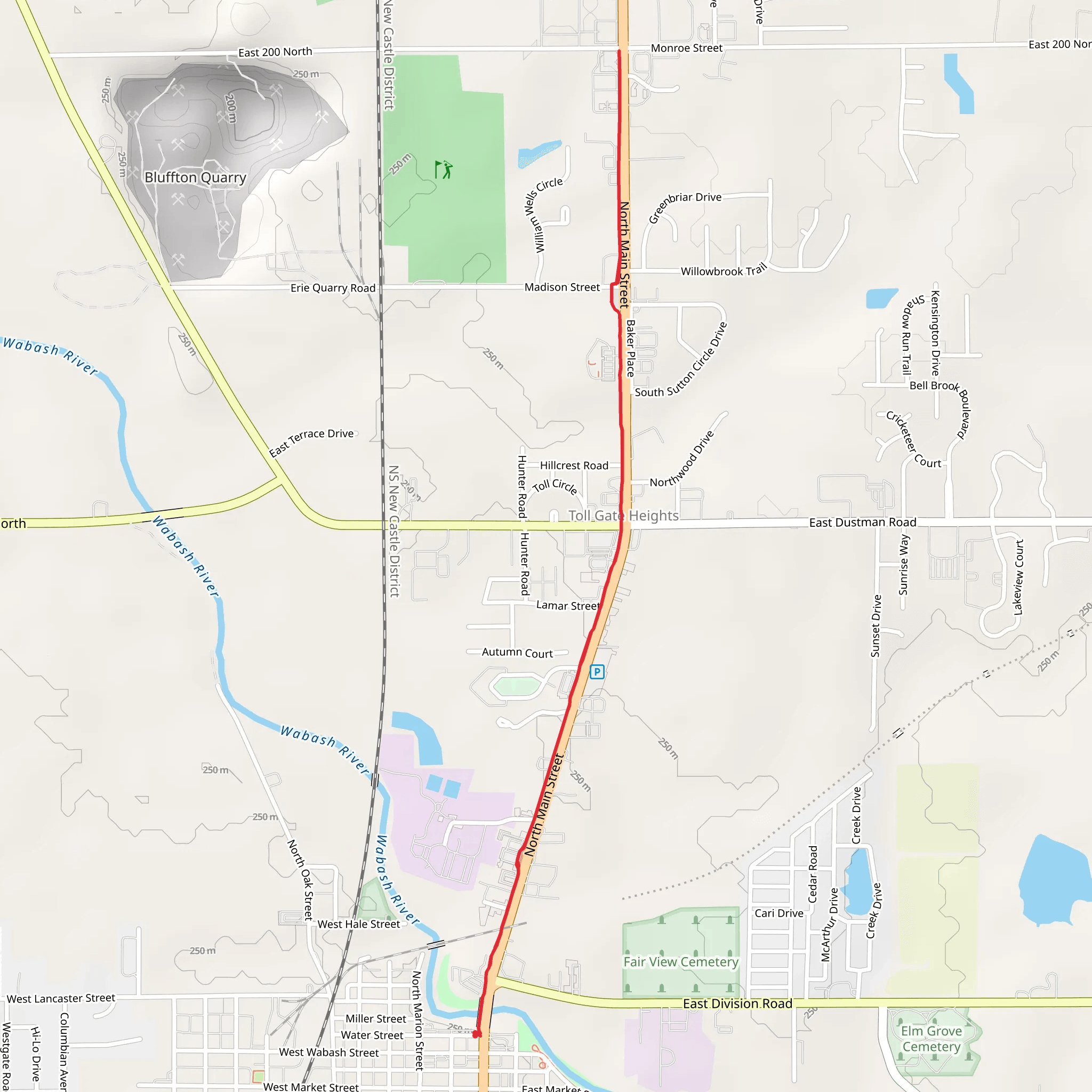 Kahoe Park and Wabash River mobile static map