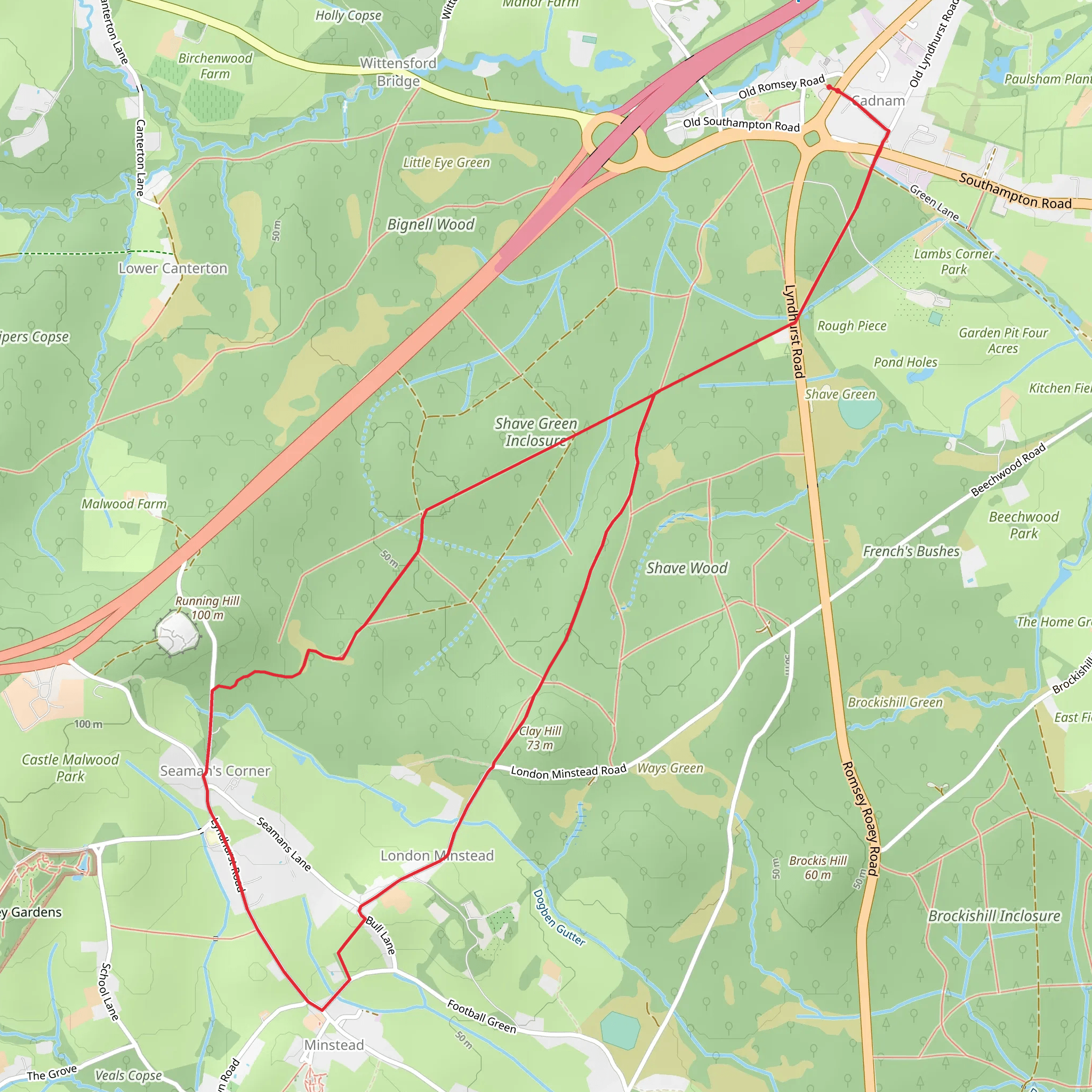 Clay Hill and Hardus Green Loop mobile static map