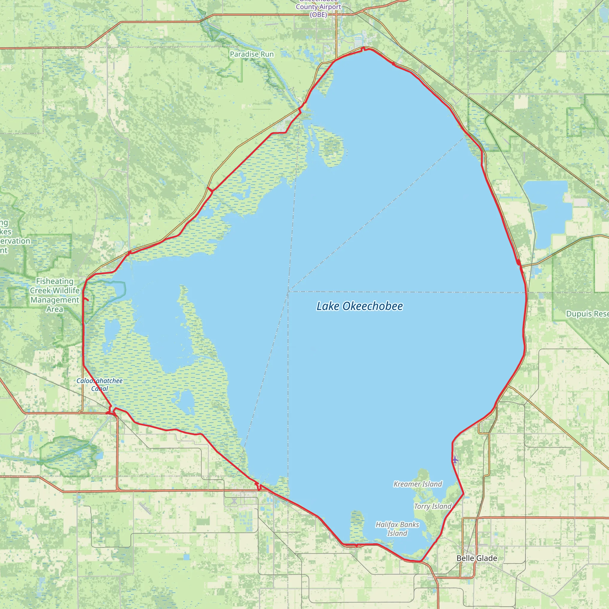 Lake Okeechobee Scenic Trail mobile static map