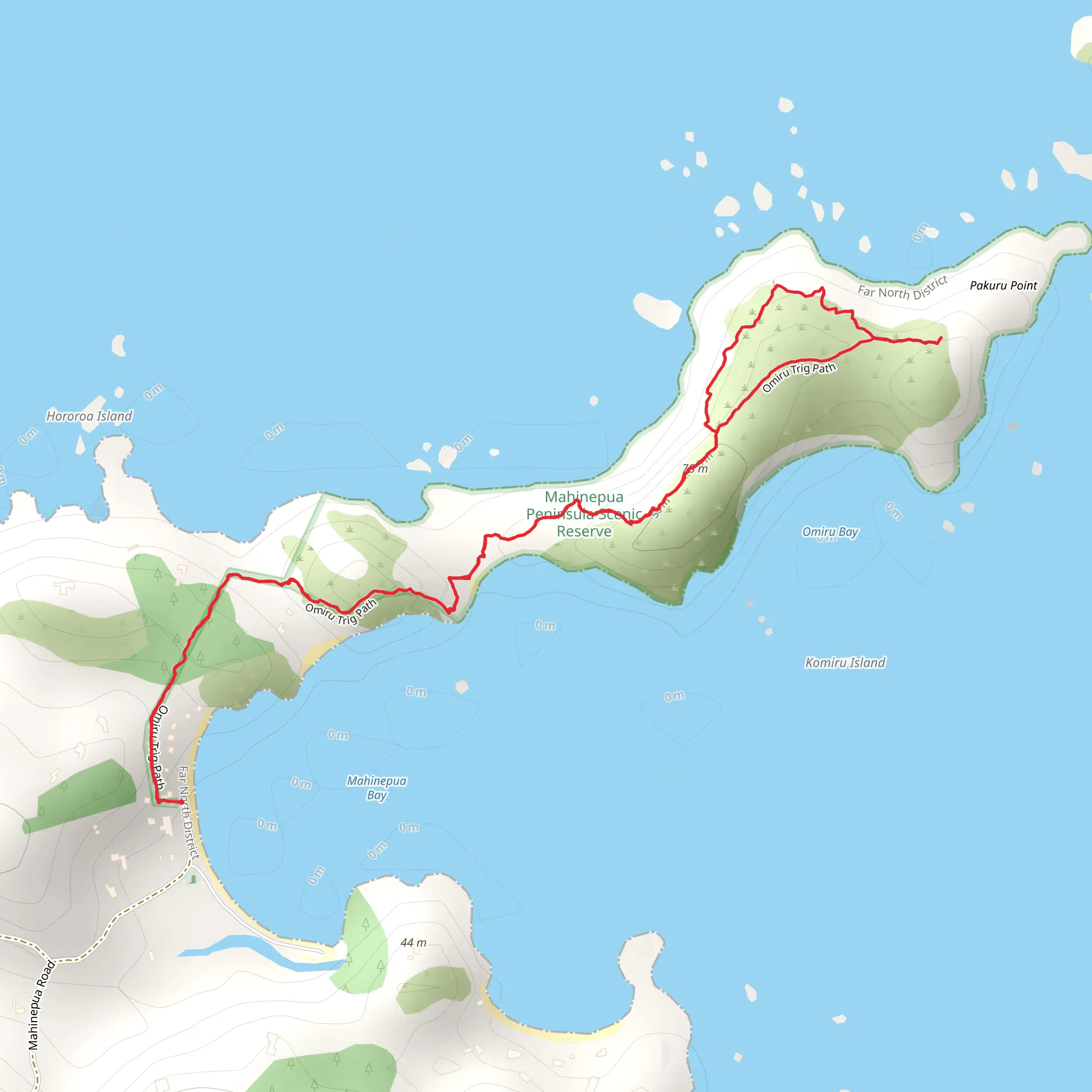 Mahinepua Peninsula Track mobile static map