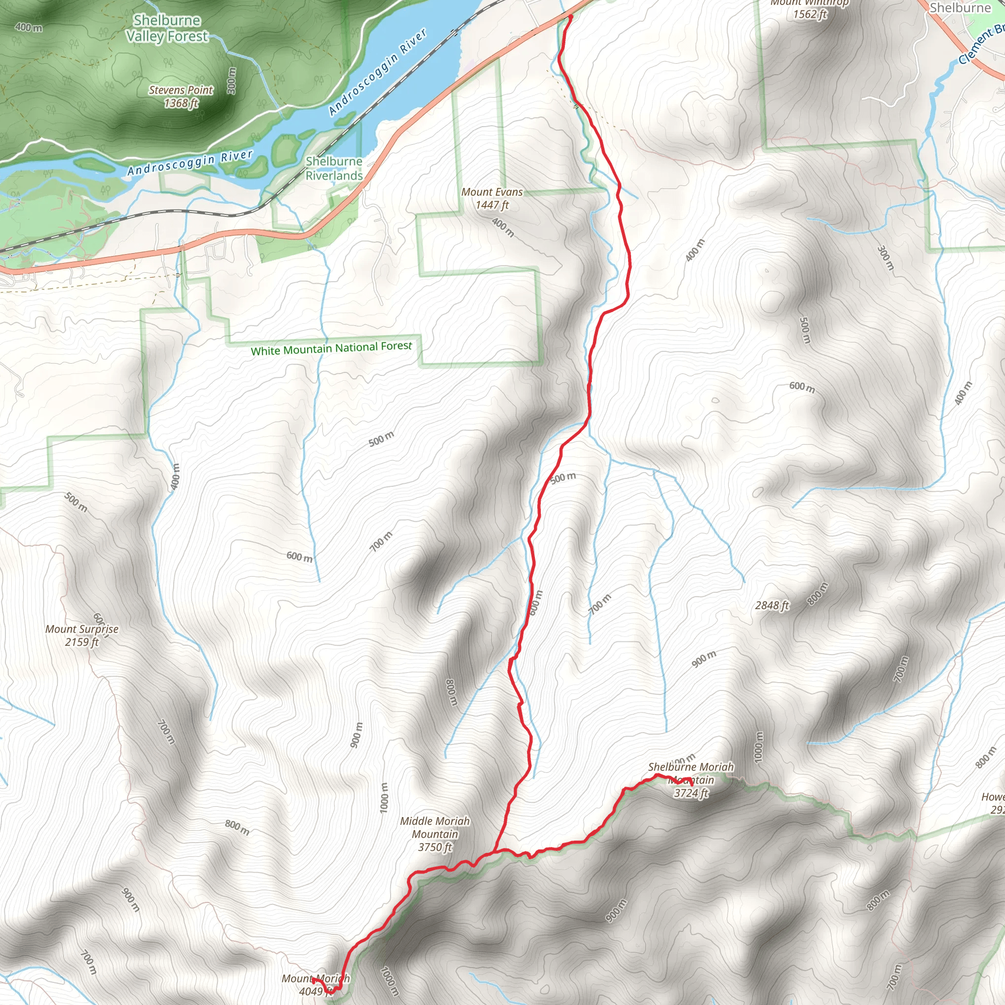 Mount Moriah via Rattle River Trail mobile static map
