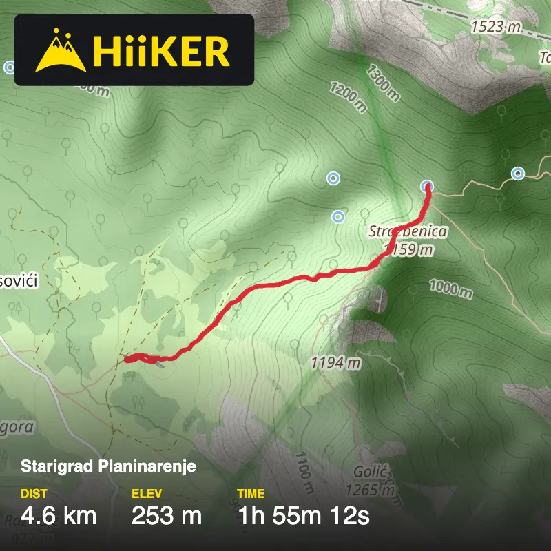 A map preview of the recording Starigrad Planinarenje.