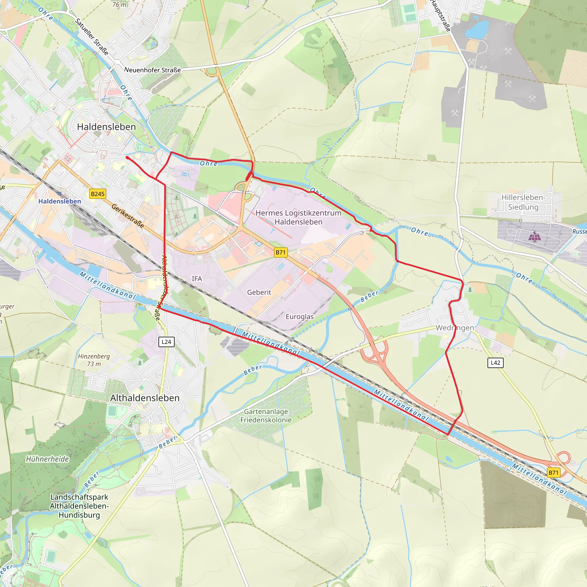 Haldensleben Loop via Mittellandkanal mobile static map