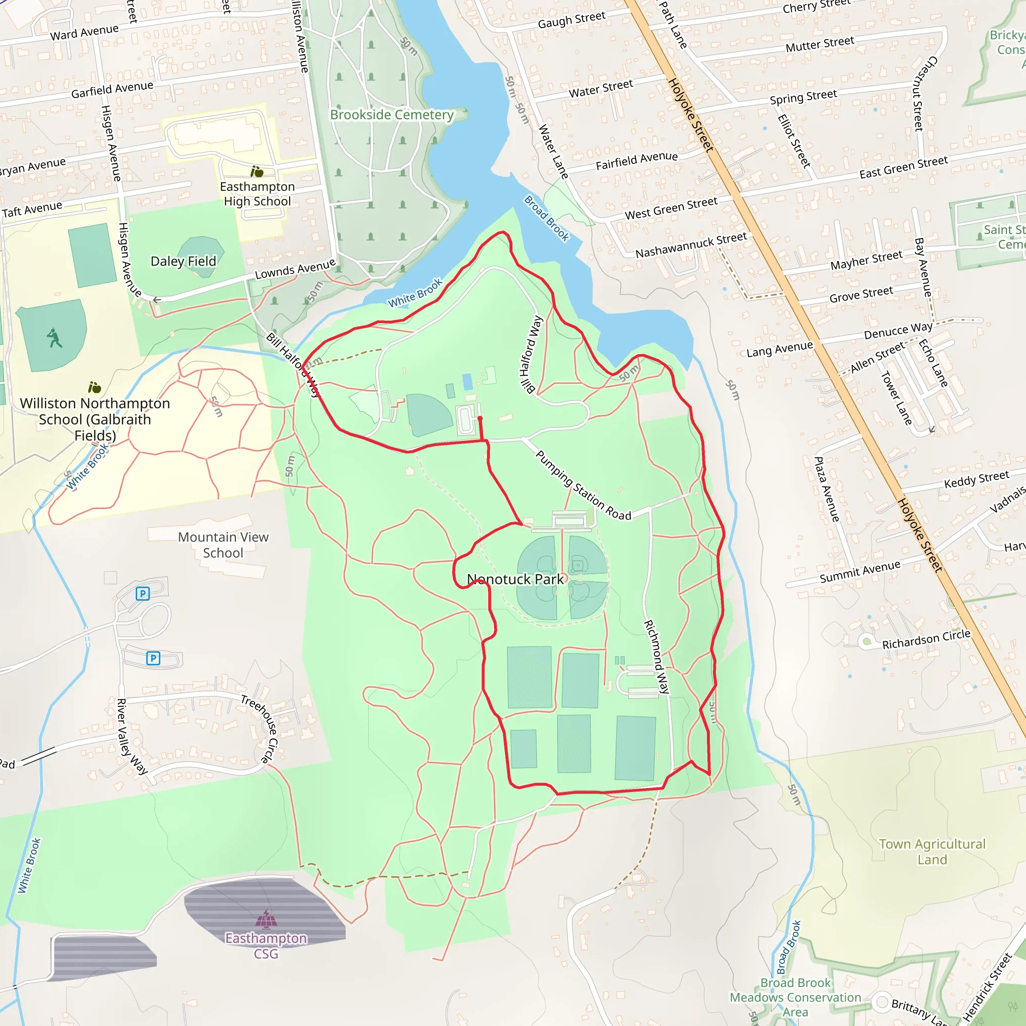 Nashawannuck Pond Loop - Nonotuck Park mobile static map