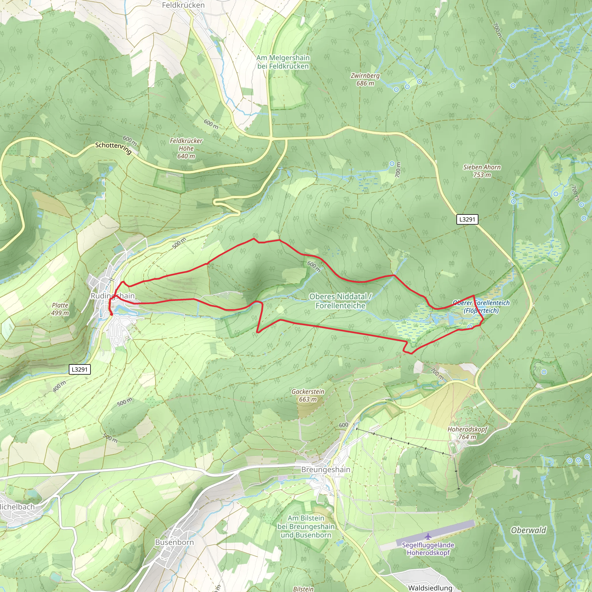 Lahn - Kinzig Weg and Oberhessen Weg mobile static map
