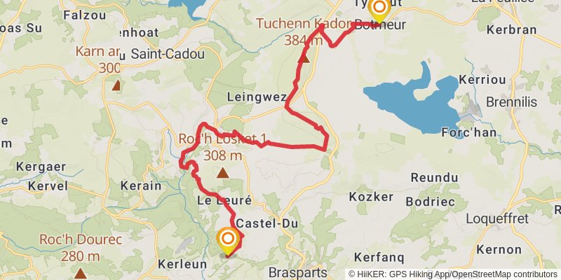 GR 380 - Tour des Monts d'Arrée stage 6 Map