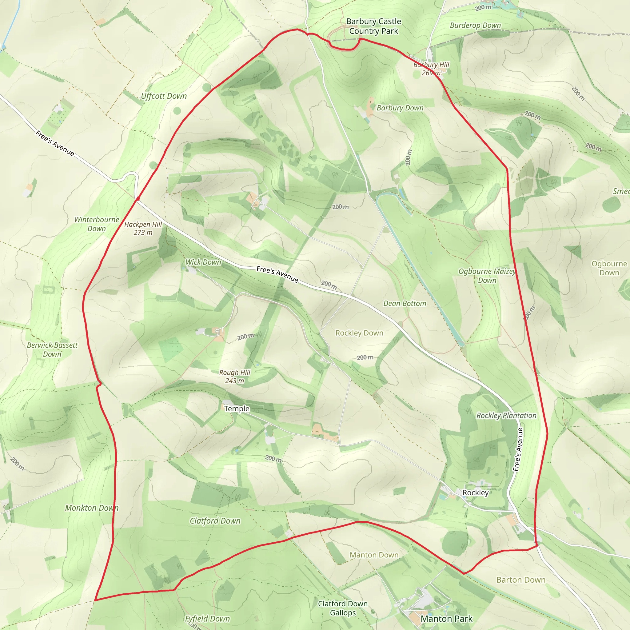 Barbury Castle and Rockley Loop mobile static map