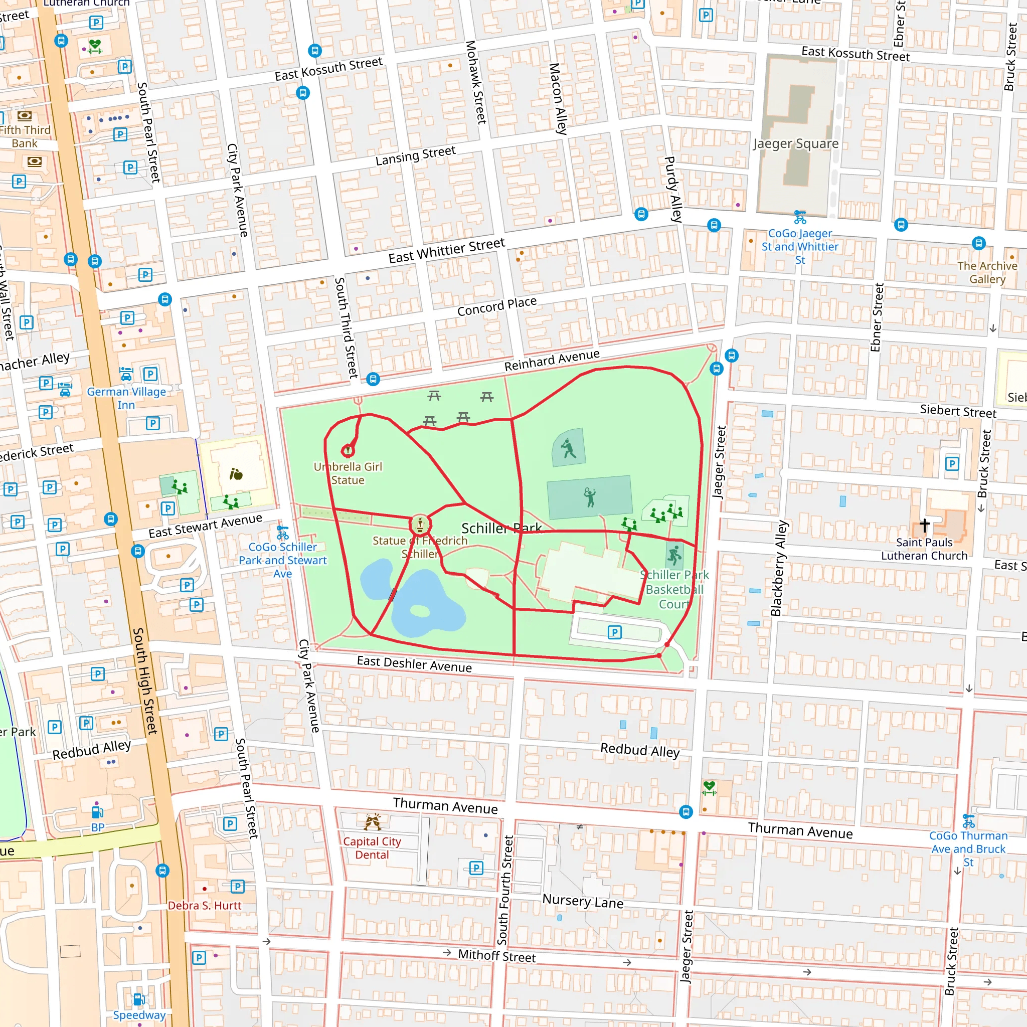 Schiller Park Loop mobile static map