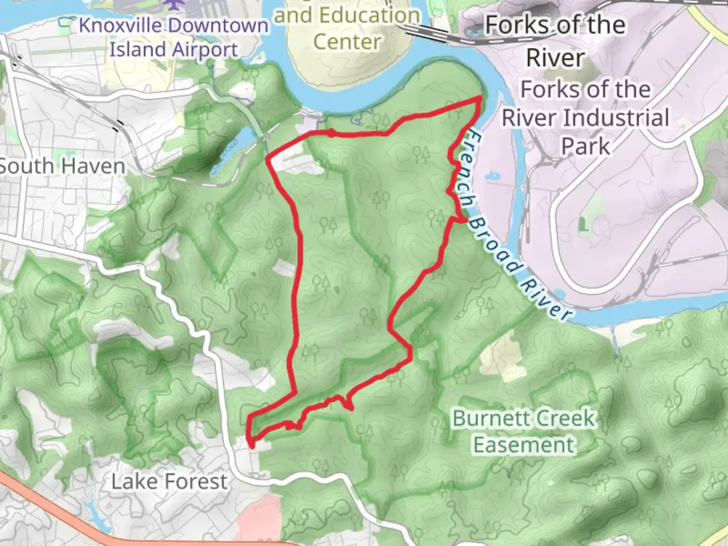 An image depicting the trail Tennessee River - French Broad River Loop and its surrounding area.