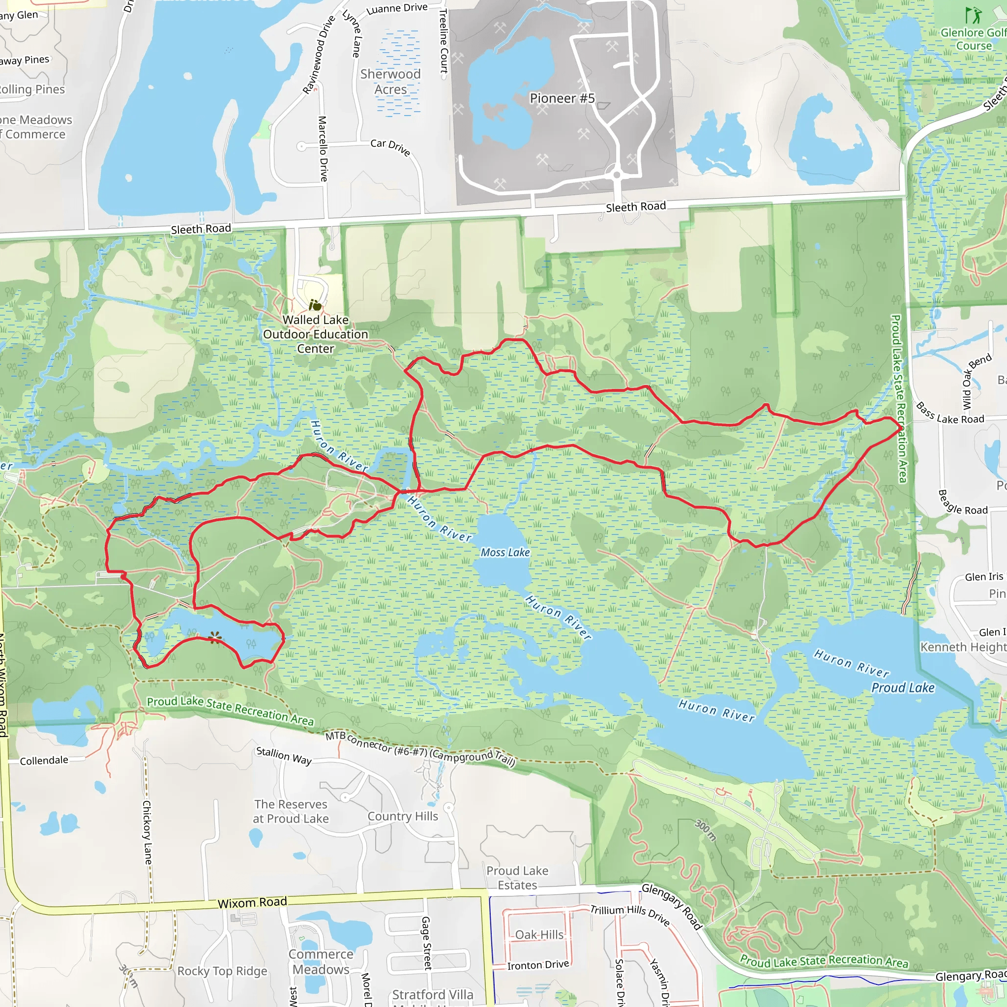 Proud Lake Recreation Area - Chief Pontiac Hiking Trail mobile static map