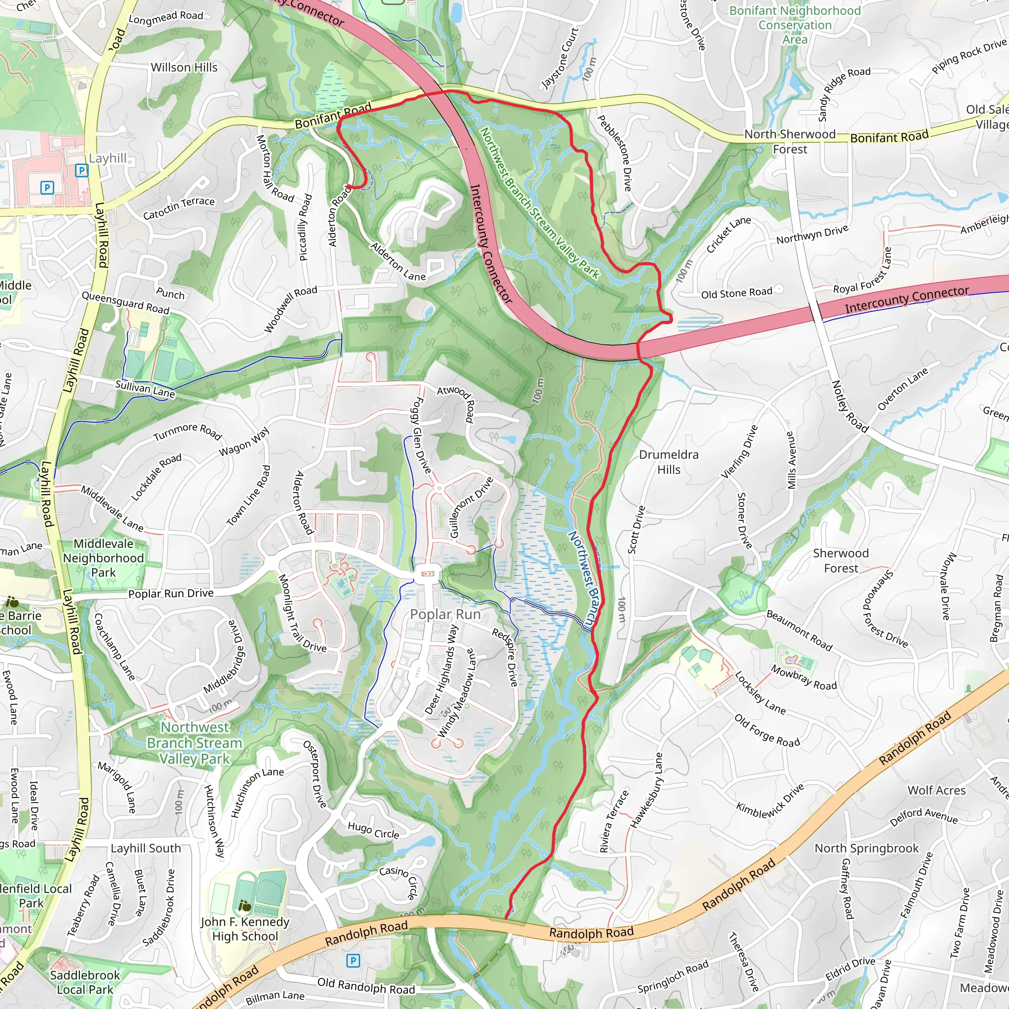 Northwest Branch Trail mobile static map