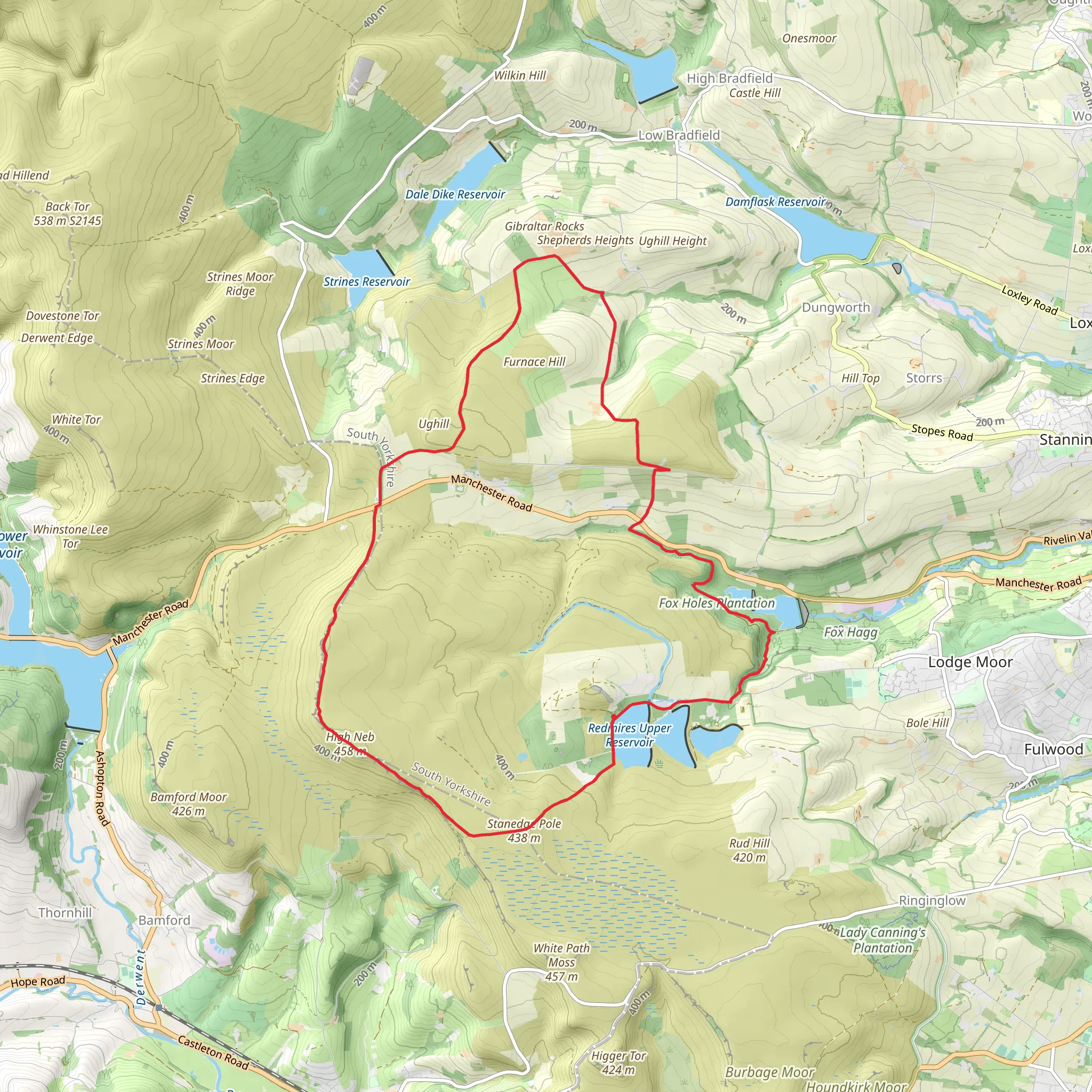 Stanage and Ughill Moor mobile static map