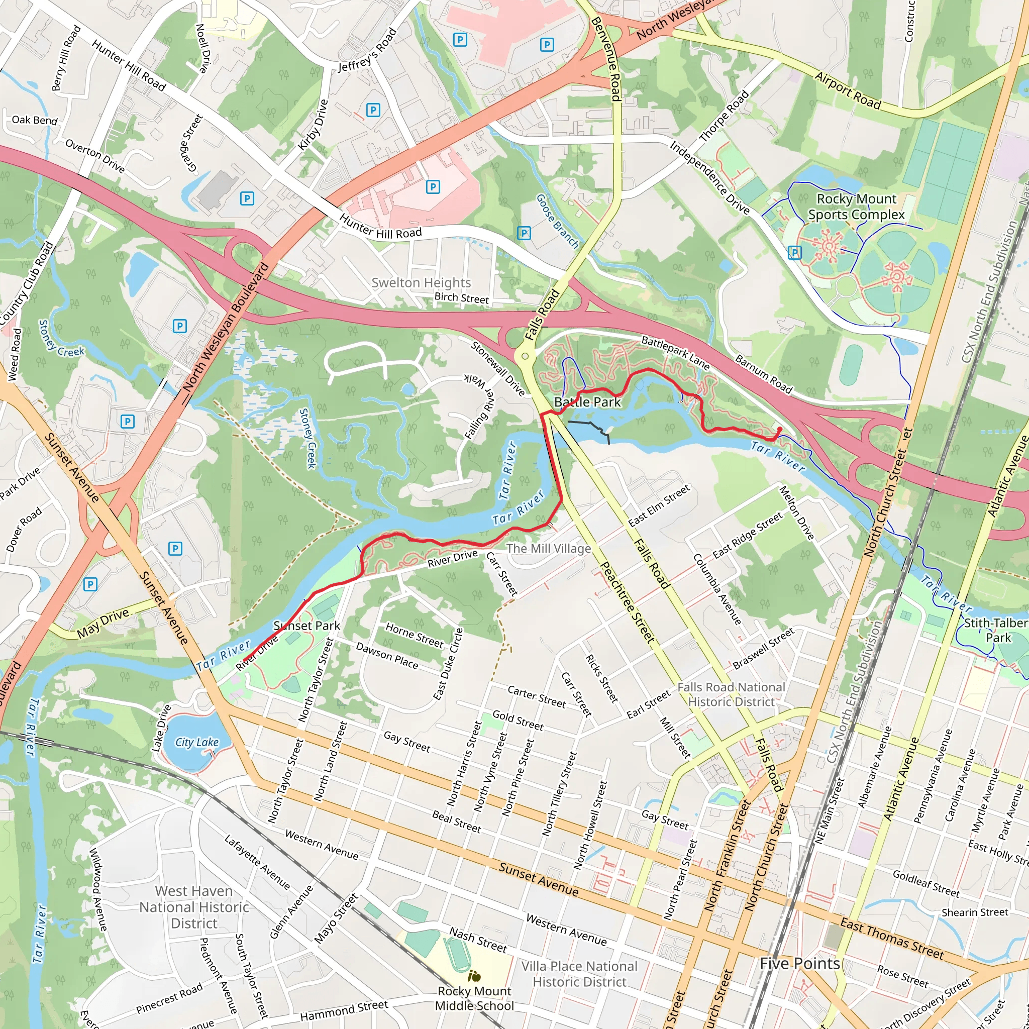 Tar River Trail mobile static map