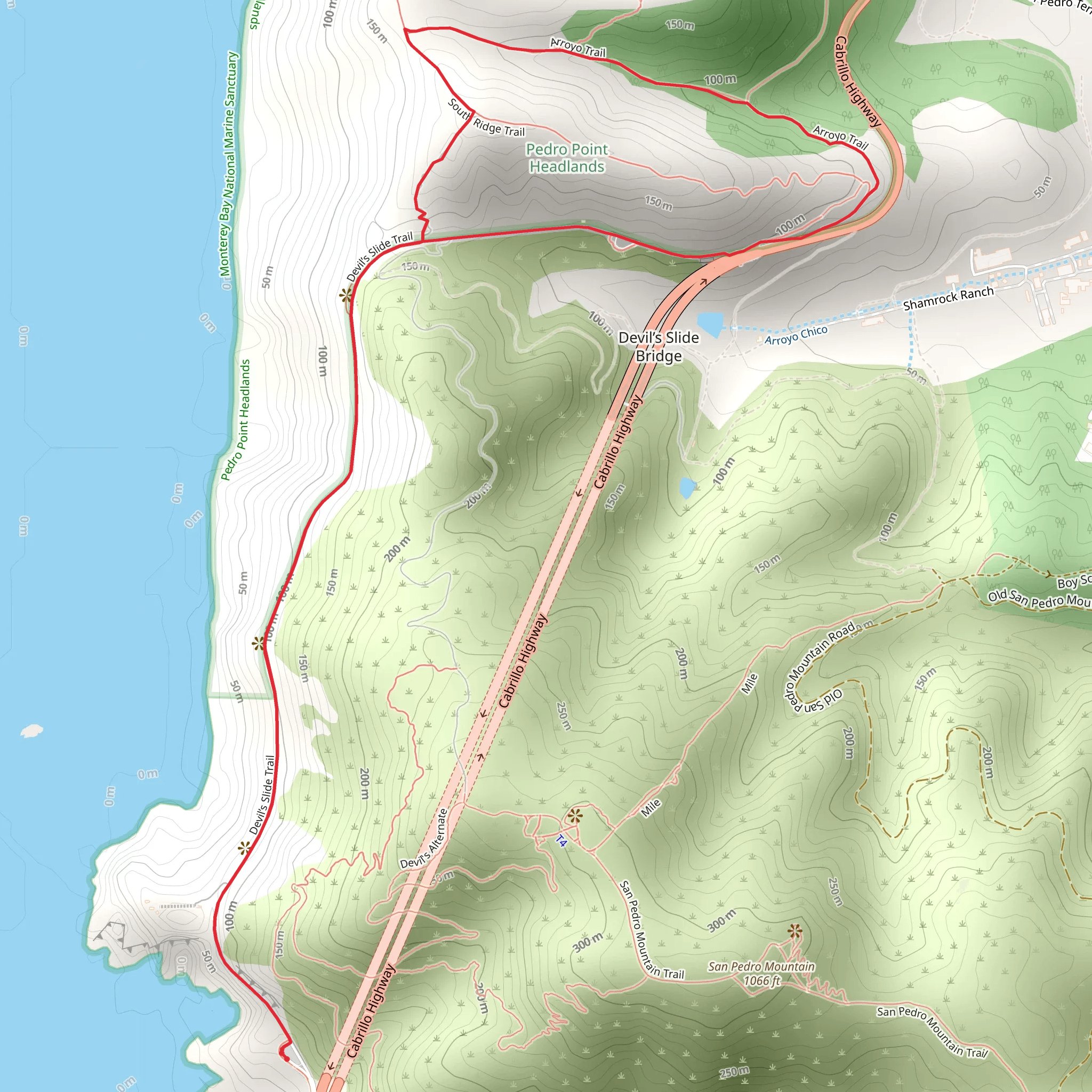 Devil’s Slide Trail and Arroyo Trail Loop mobile static map
