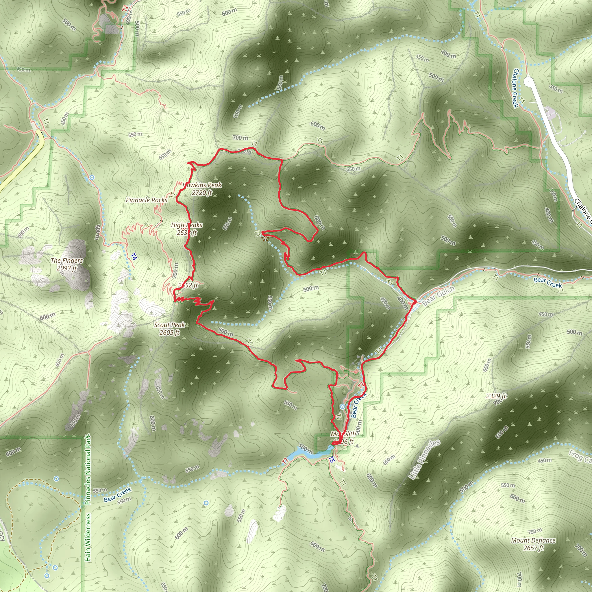 Condor Gulch Trail to High Peaks Loop Trail mobile static map