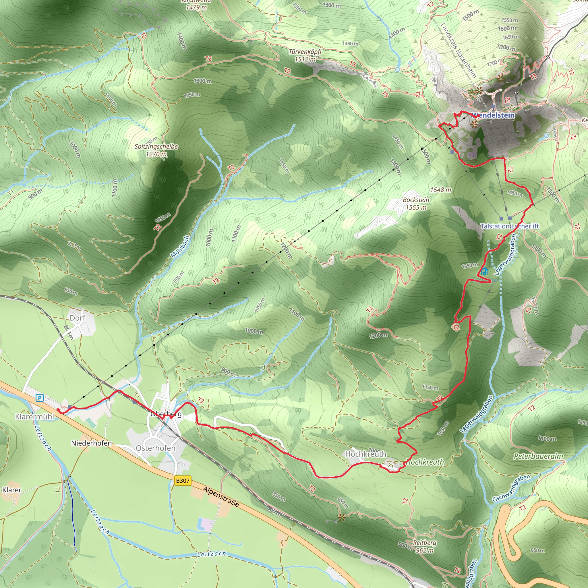 Klarermuehl to Wendelsteinhaus via HAAS Trail and Wendelsteinalmen mobile static map