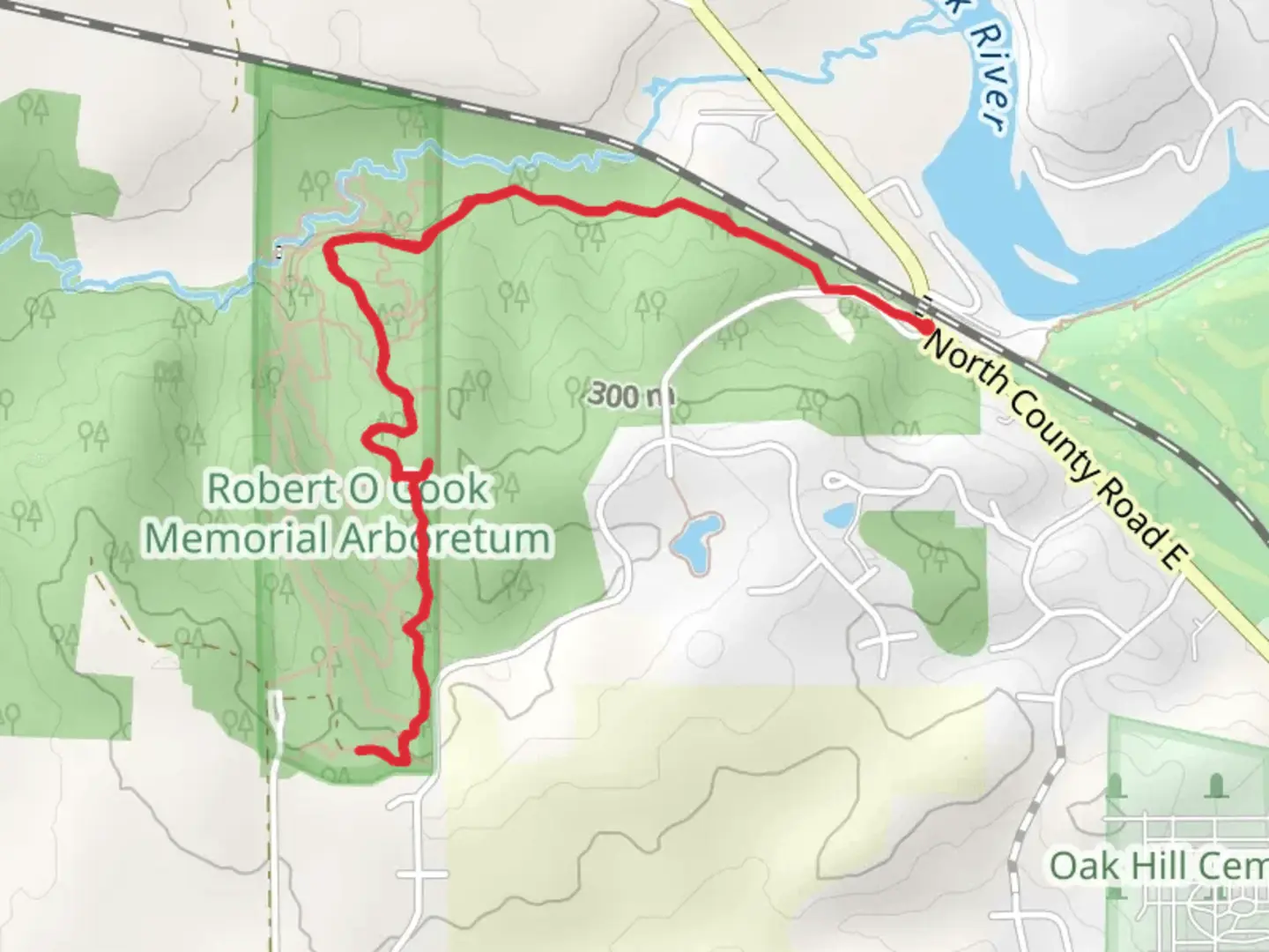 An image depicting the trail Ice Age and JSOL Blue Trail and its surrounding area.