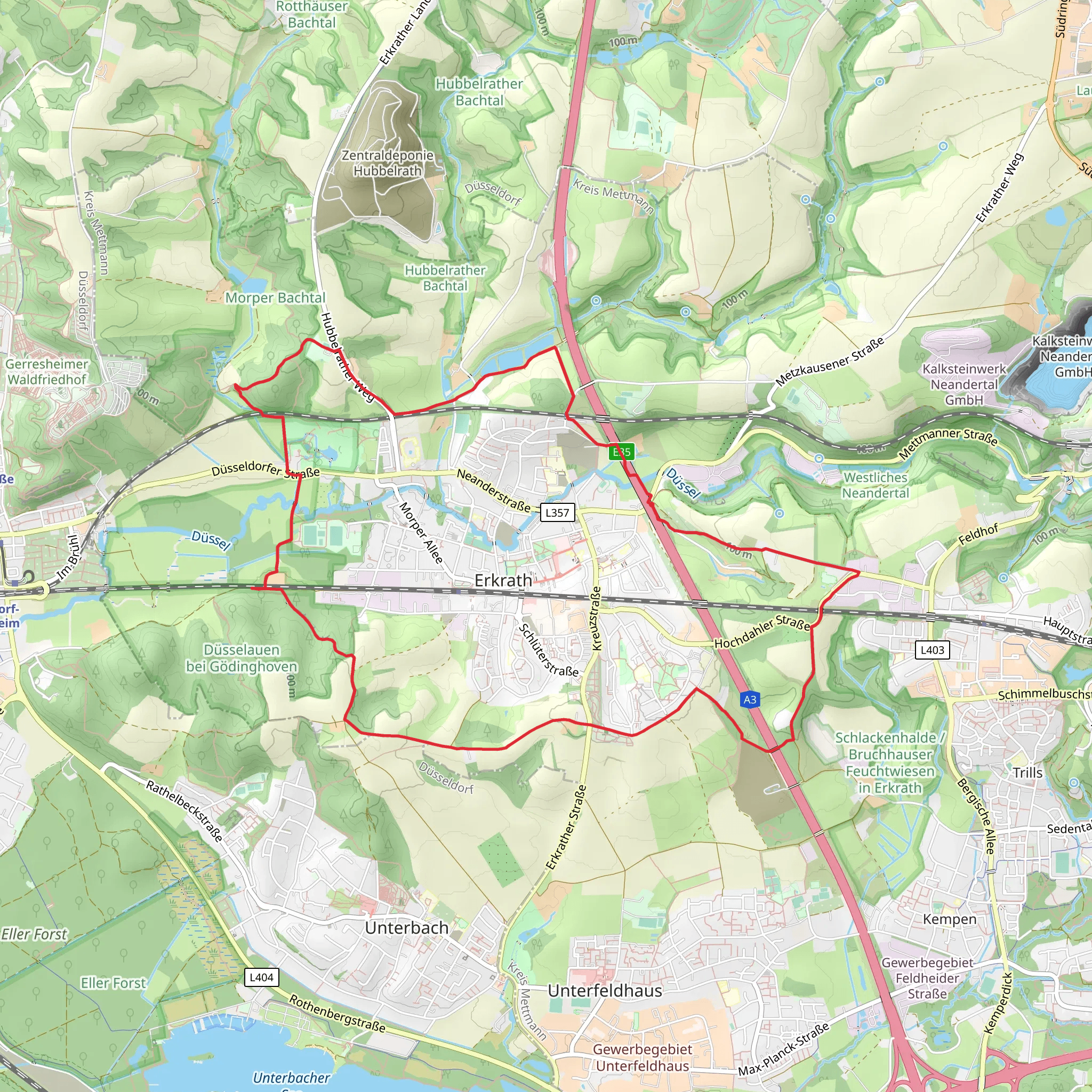 Erkrath Loop via Steinberg mobile static map