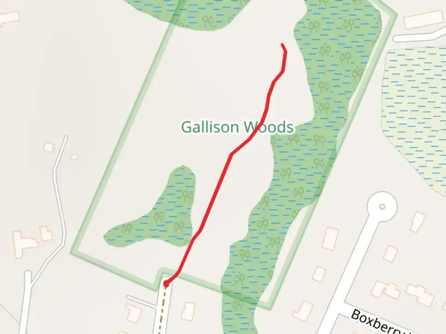 An image depicting the trail Cranberry Bog from Inland Road and its surrounding area.