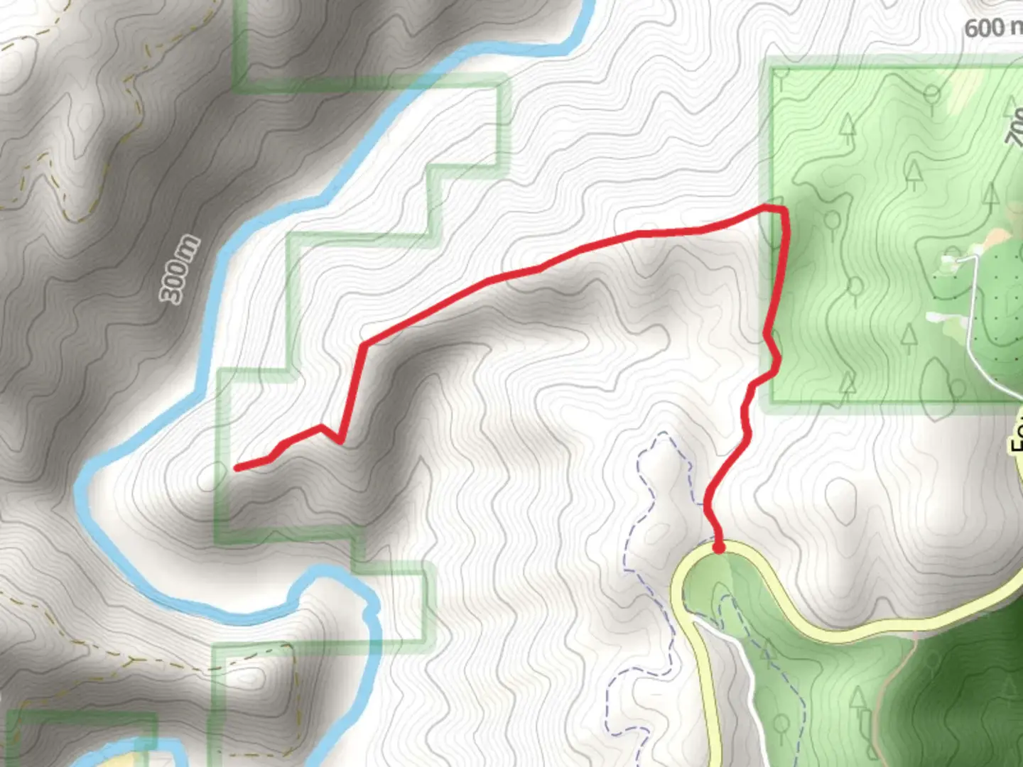 An image depicting the trail Drivers Flat Out and Back and its surrounding area.