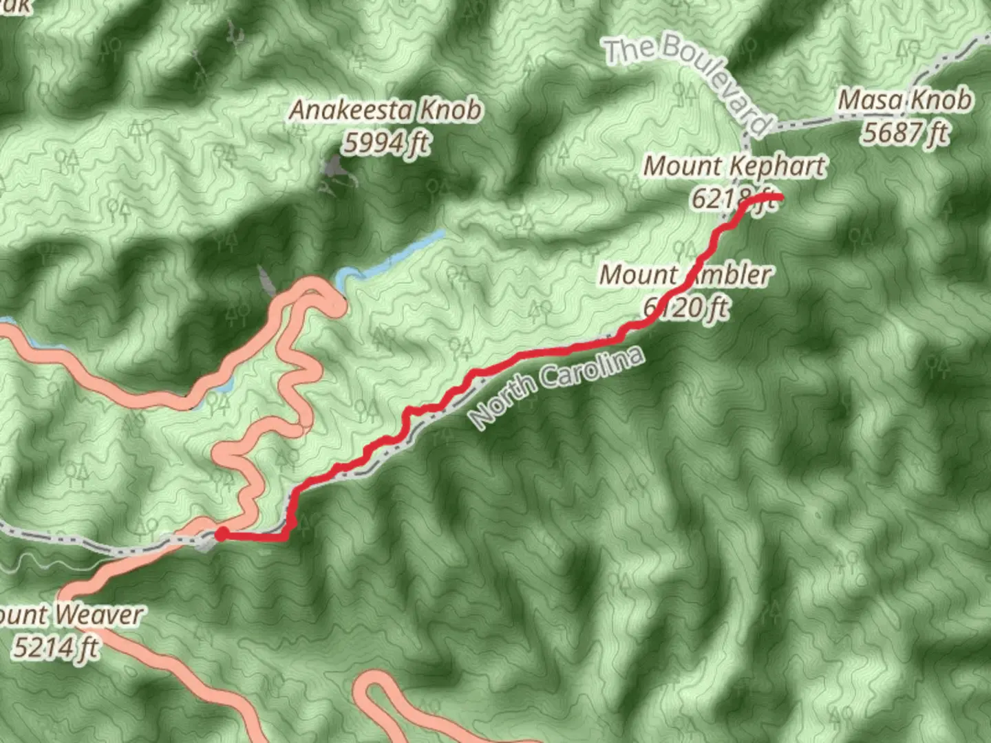 An image depicting the trail Mount Ambler and Mount Kephart via Appalachian Trail and its surrounding area.