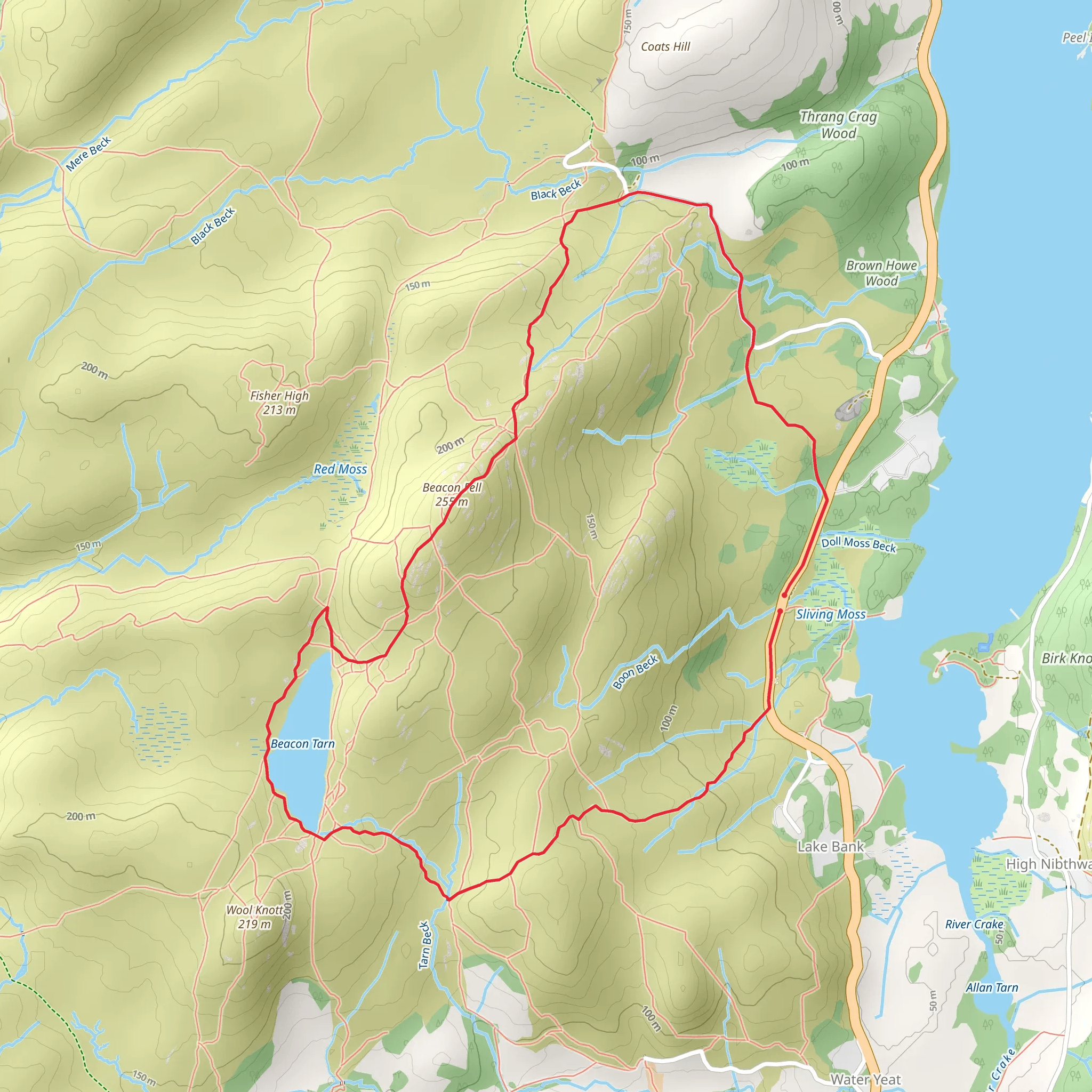 Beacon Tarn and The Beacon Peak Loop mobile static map