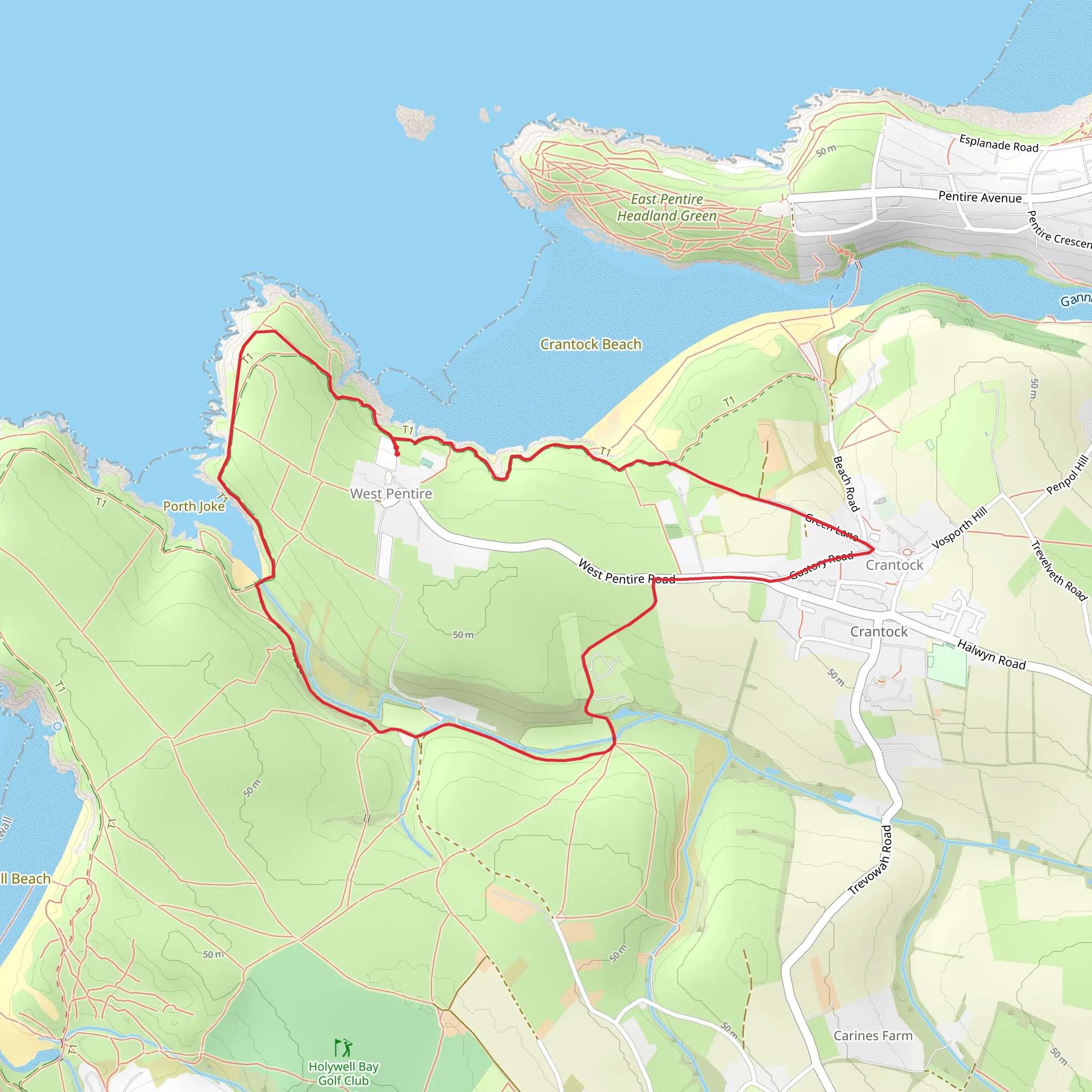 Pentire Point West and the Bowgie Inn Walk mobile static map