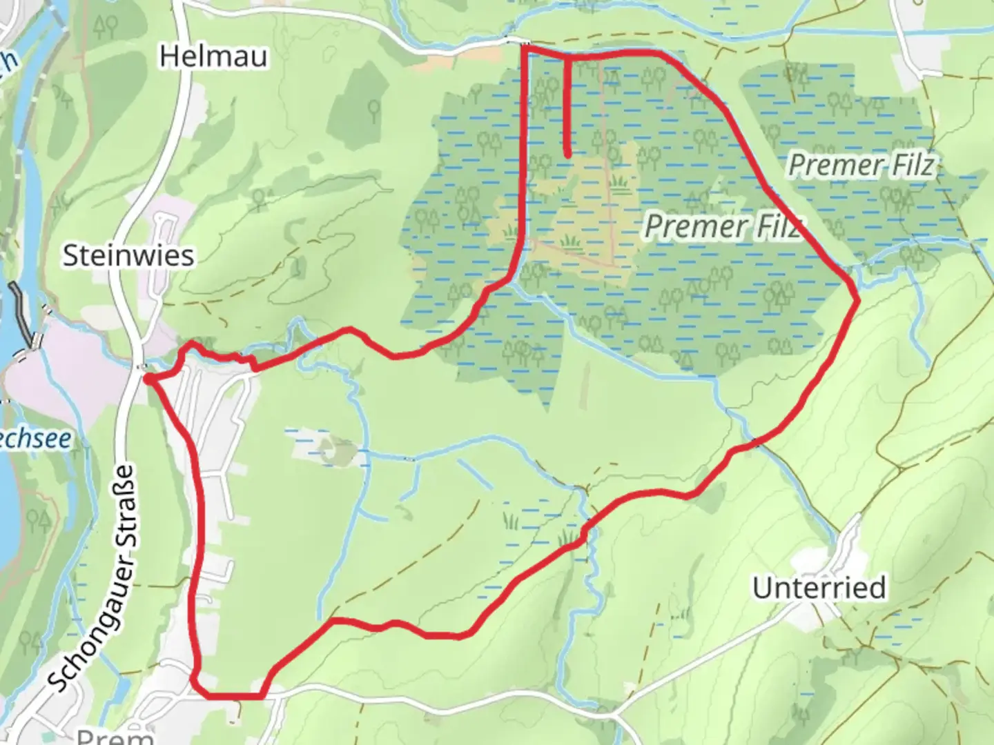 An image depicting the trail Röthenbach via Moorlehrpfad and its surrounding area.