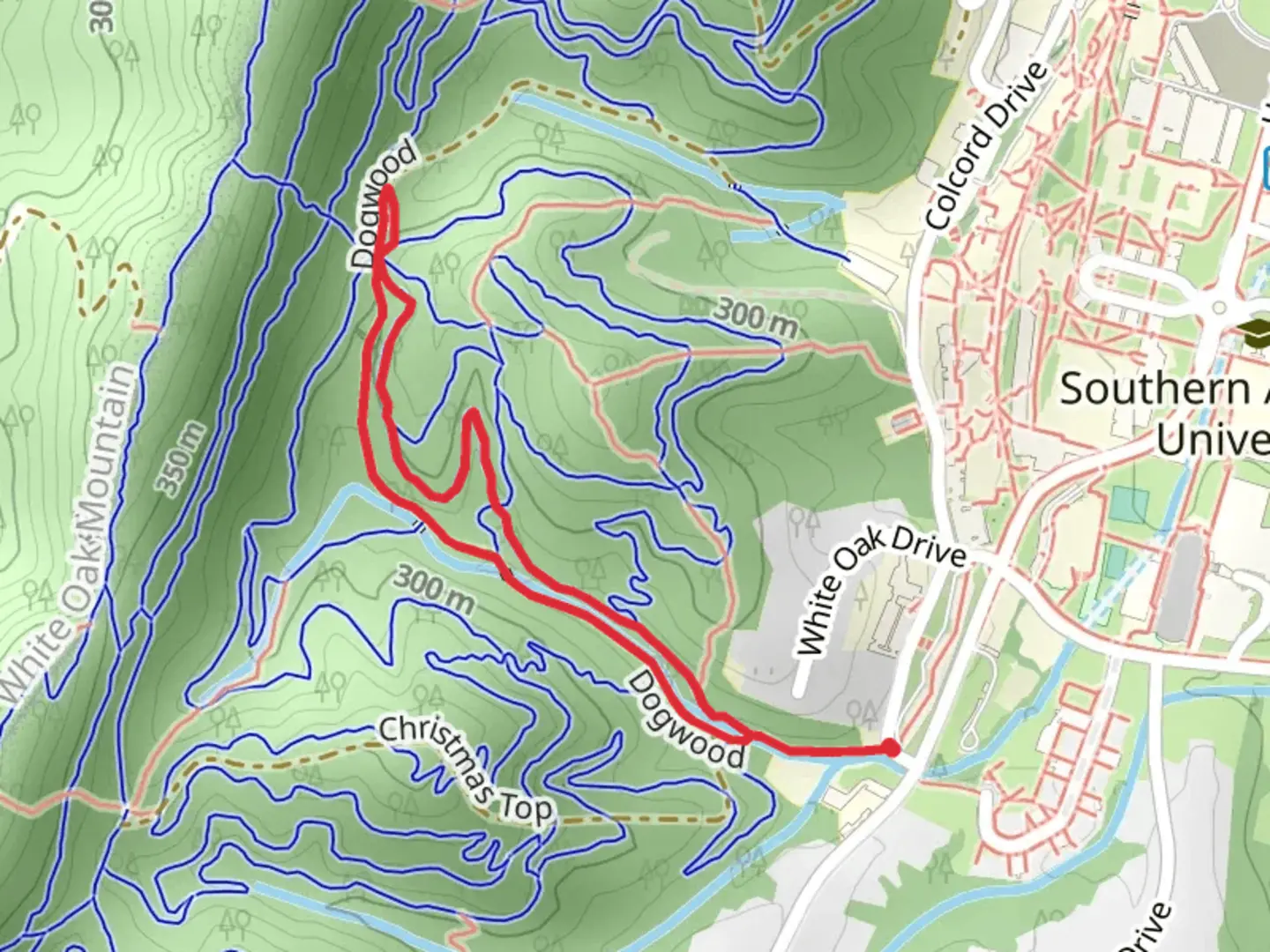 An image depicting the trail Dogwood and Rolling Green Loop and its surrounding area.