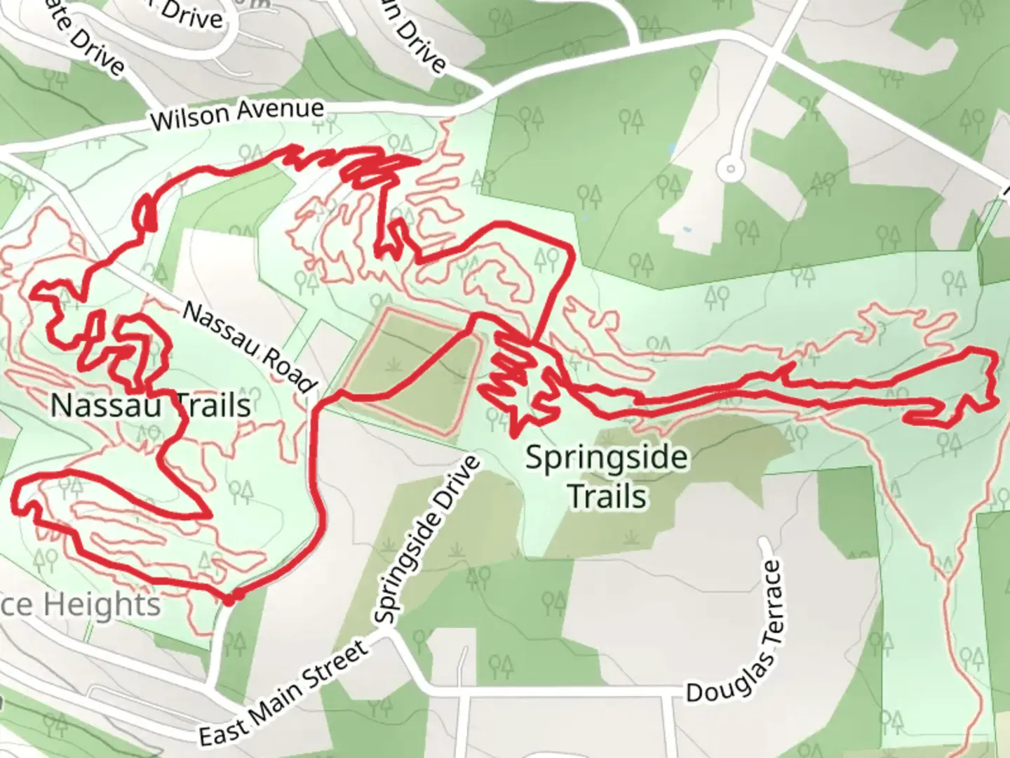 An image depicting the trail Bear Country, The Lost Trail and Nassau Trail Loop and its surrounding area.