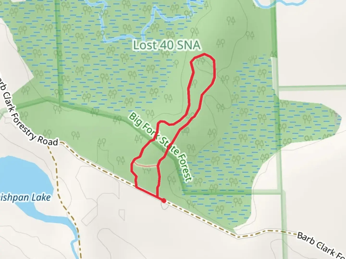An image depicting the trail Lost 40 Interpretive Loop Trail and its surrounding area.