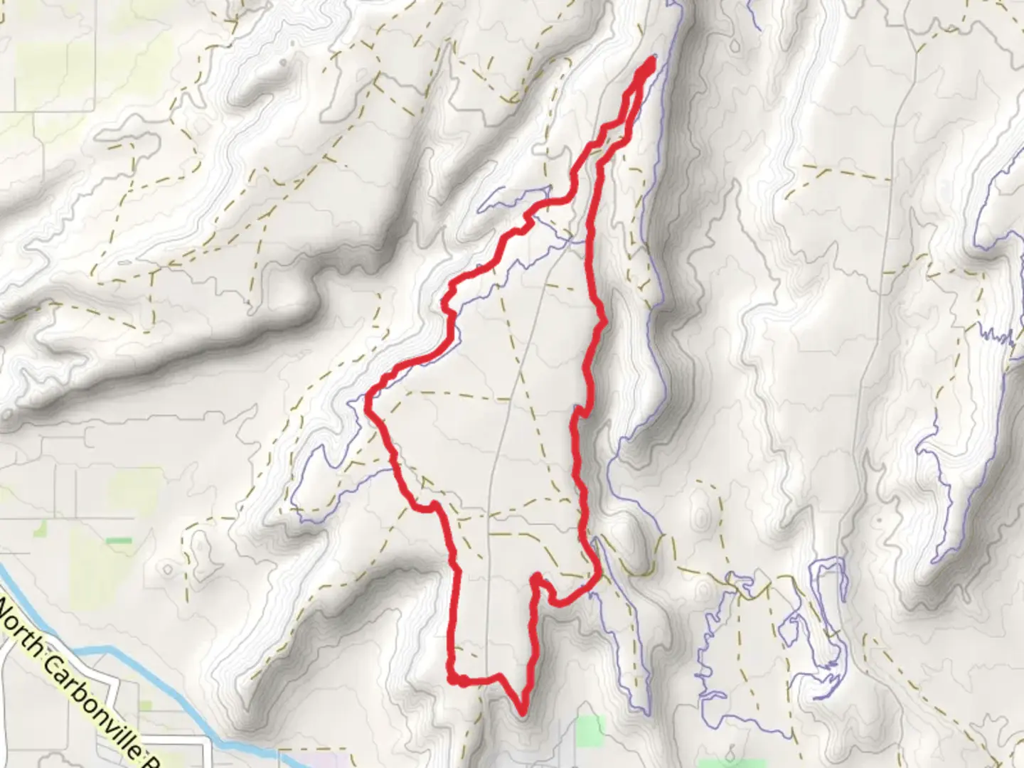 An image depicting the trail Luke's Trail and Knot Pete's Rim Loop and its surrounding area.