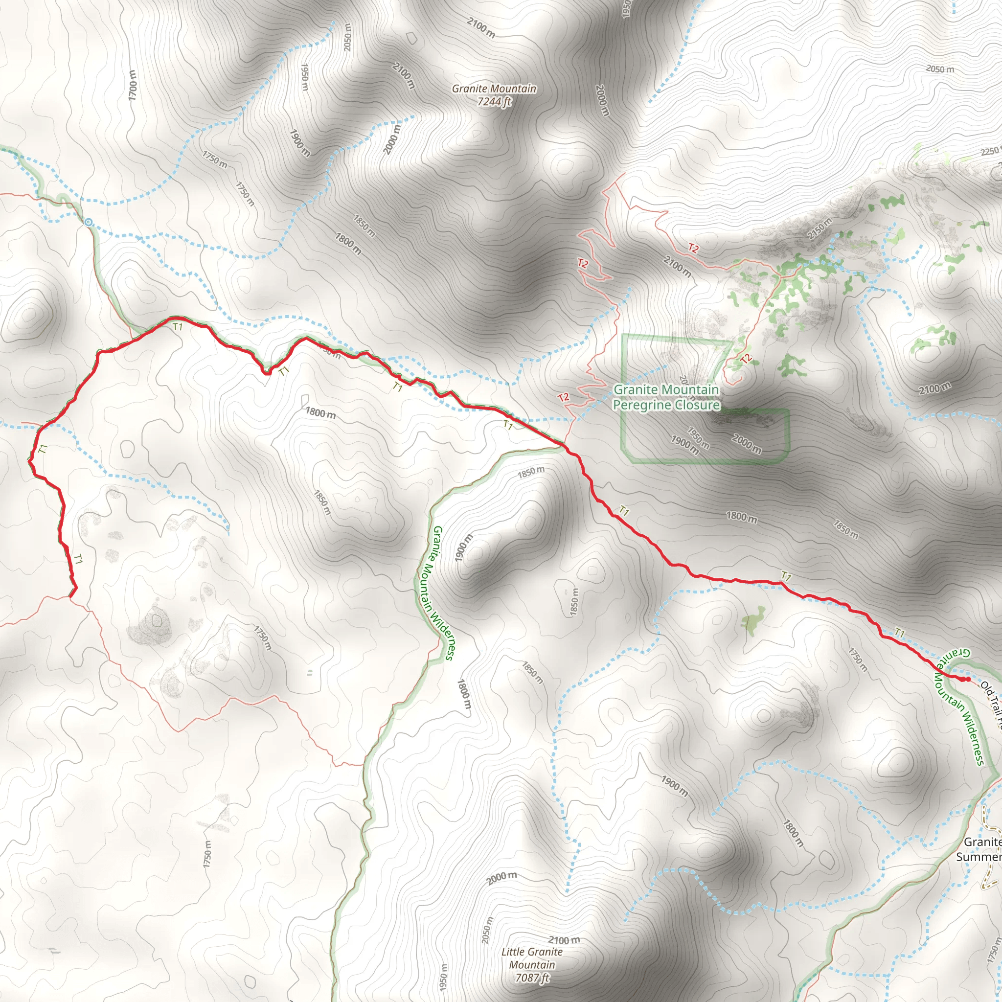 White Rock Spring via Granite Mountain Trail mobile static map