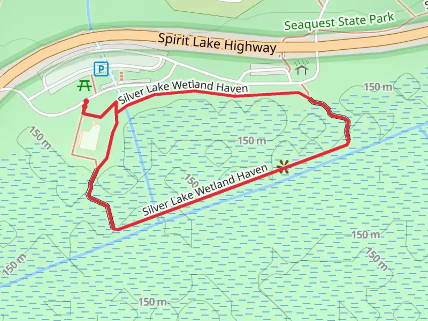 An image depicting the trail Silver Lake Wetland Haven Loop and its surrounding area.