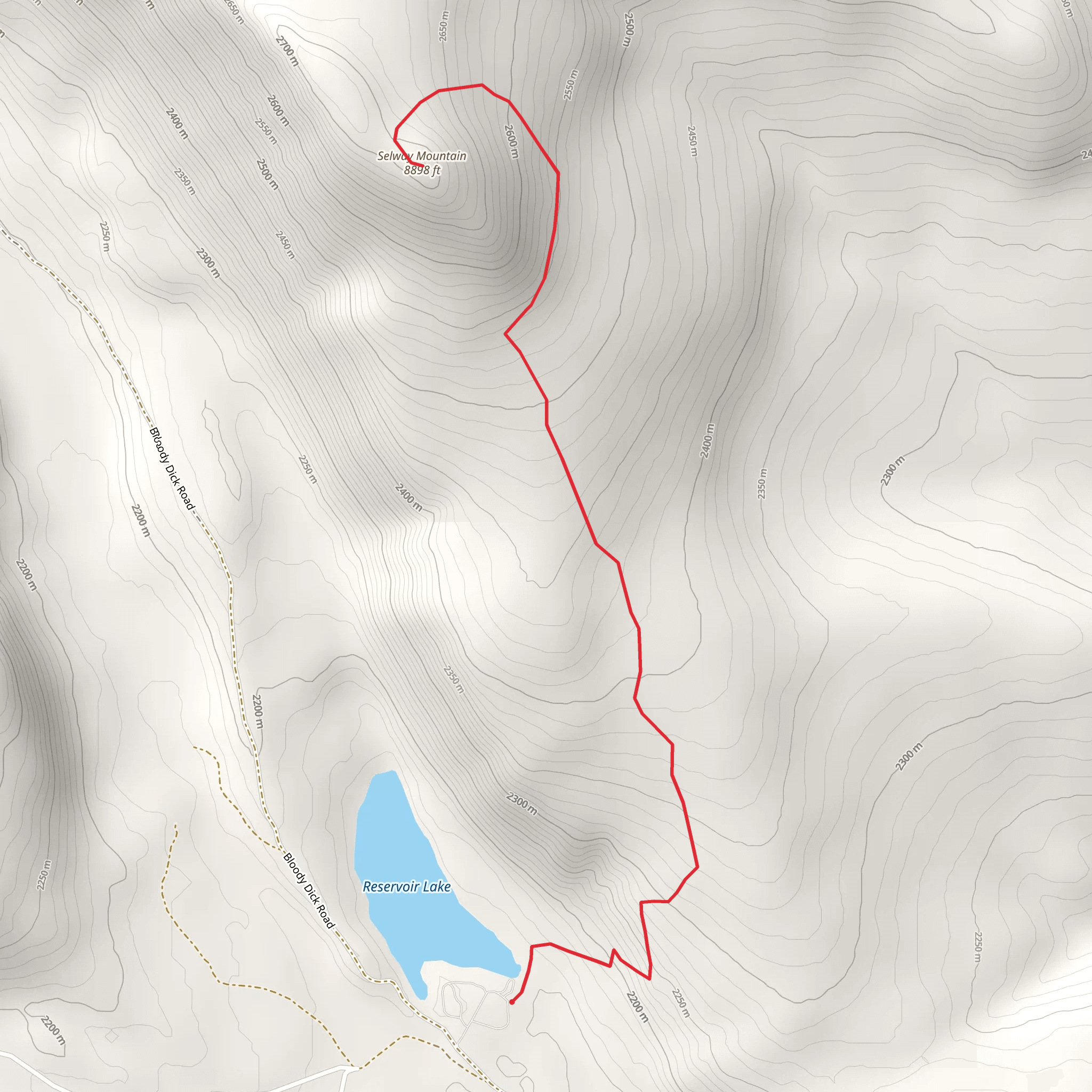 Selway Mountain via Reservoir Lake mobile static map