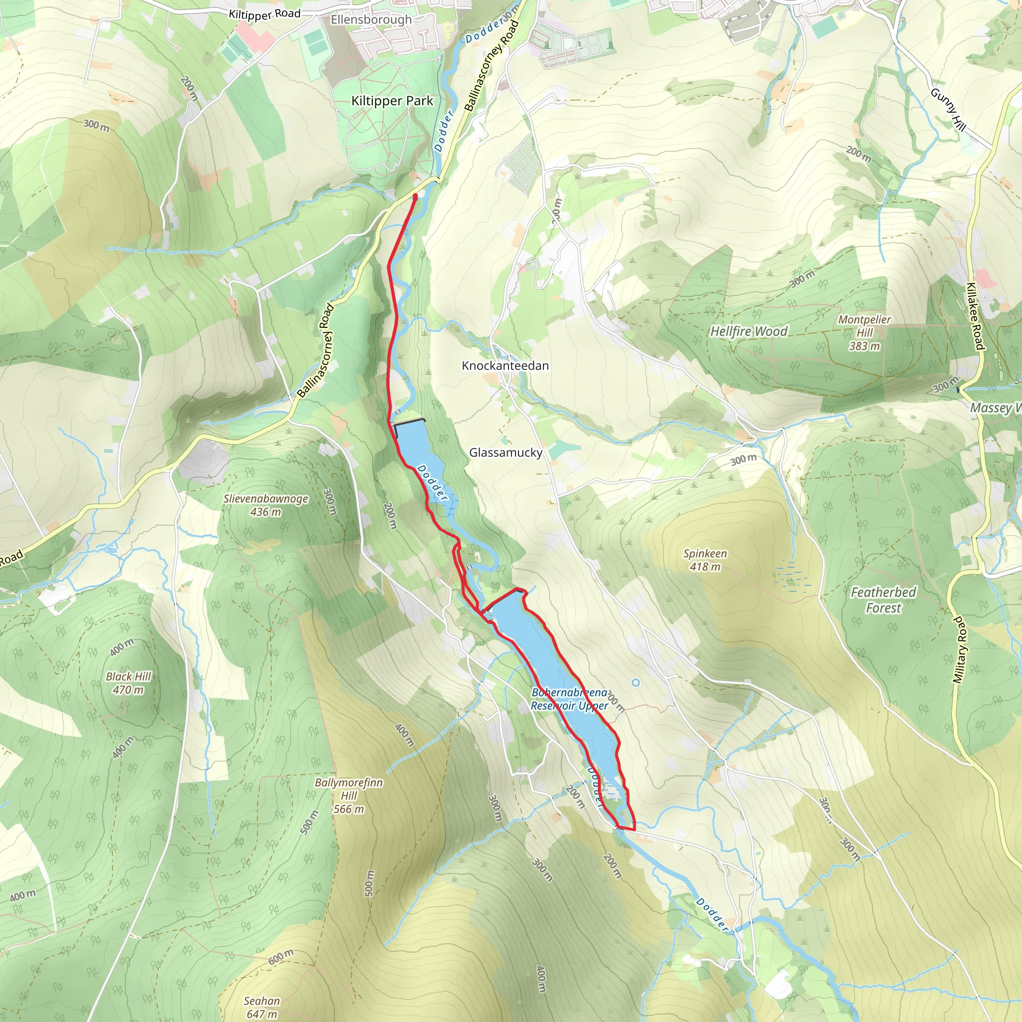 Bohernabreena Reservoir Loop mobile static map