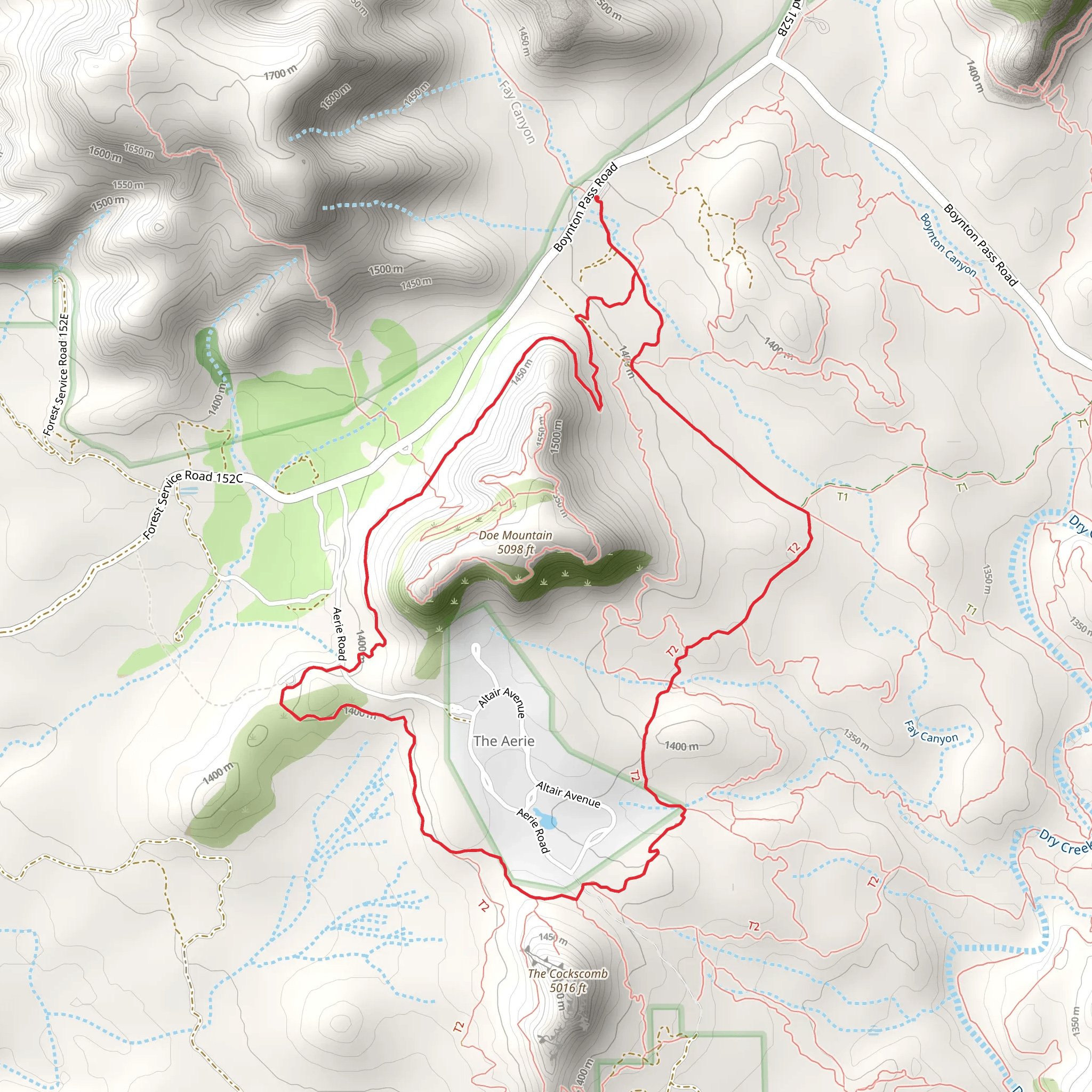 Aerie Trail and Cockscomb Loop Trail mobile static map