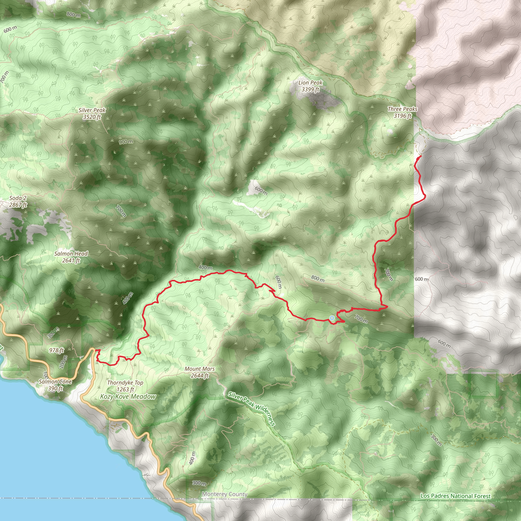 Dutra Flats via Three Peaks Trail mobile static map