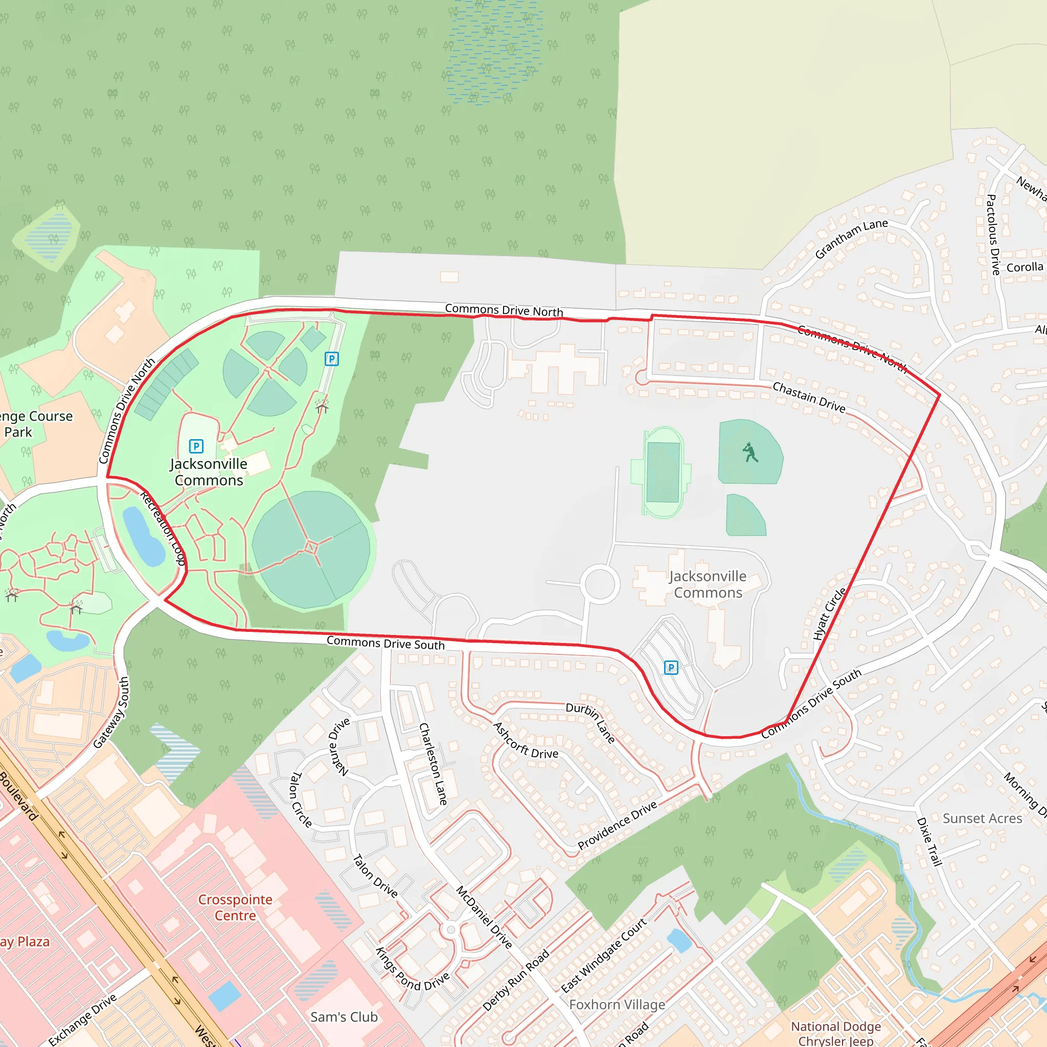 Jacksonville Commons Loop mobile static map