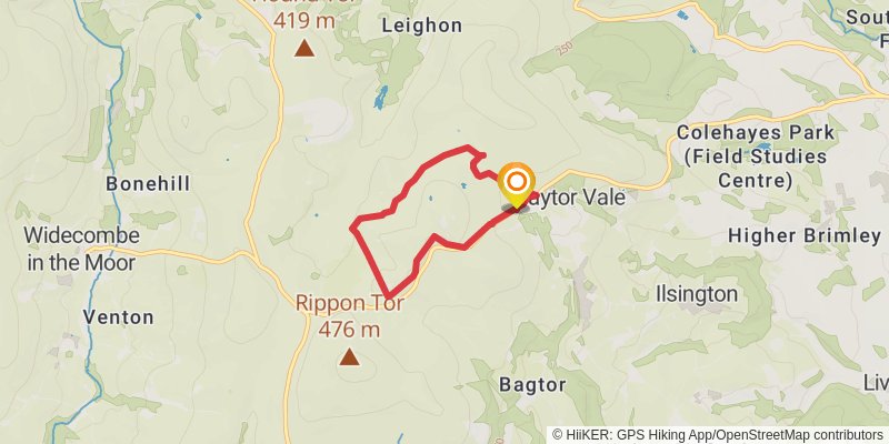 Haytor to Emsworthy Mire Walk stage 1 Map