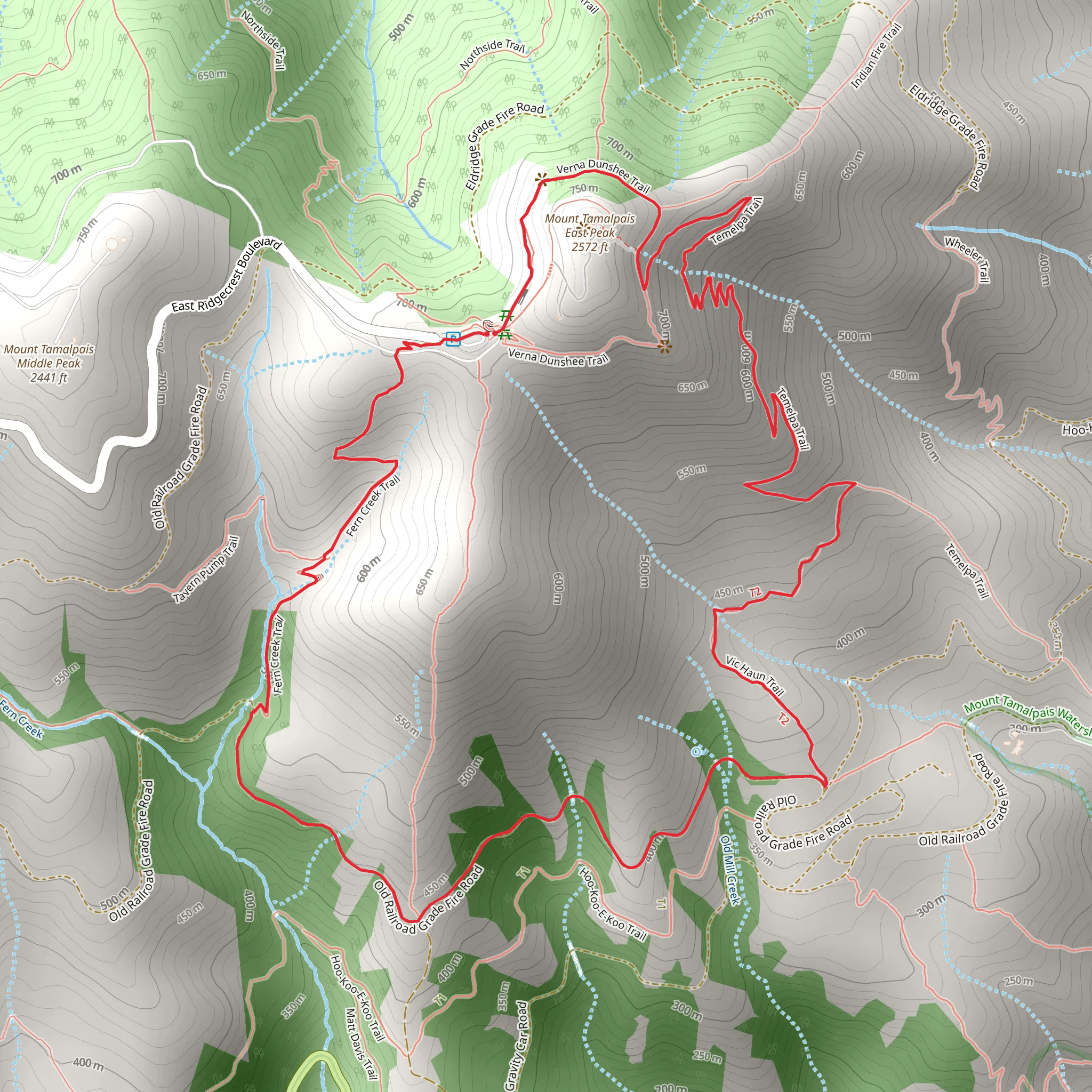 Fern Creek, Vic Haun and Temelpa Loop Trail mobile static map